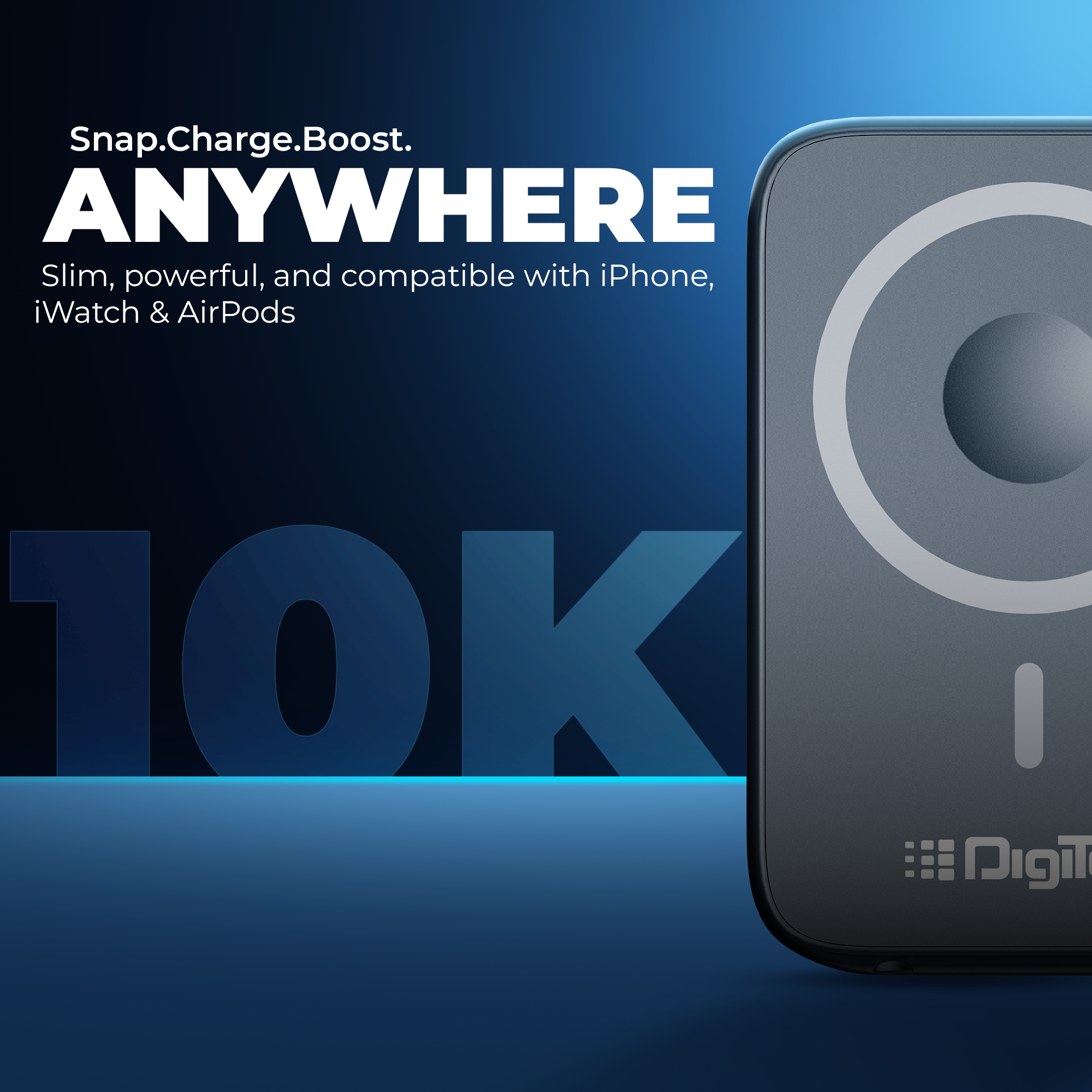 Digitek (DPB-10000 MS) 3-in-1 Super Fast MagSafe Power Bank for iPhone, AirPods & iWatch