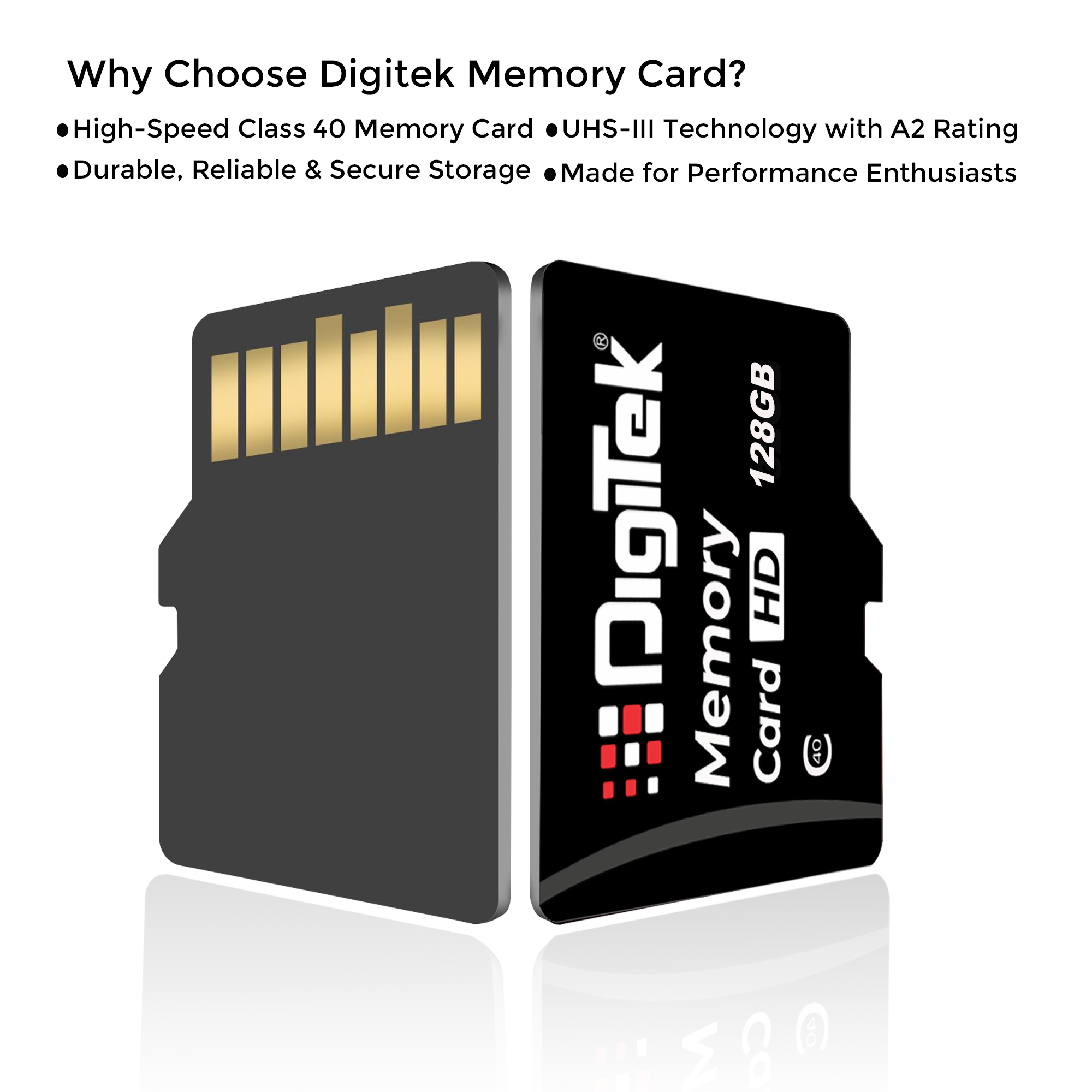 Digitek (DTF 128GB C40) High Speed 128GB Micro SDHC UHS III Memory Card – A2 Speed, 200MB/s, Waterproof & Shockproof, for 4K/8K Video, Drones, CCTV & Smartphones