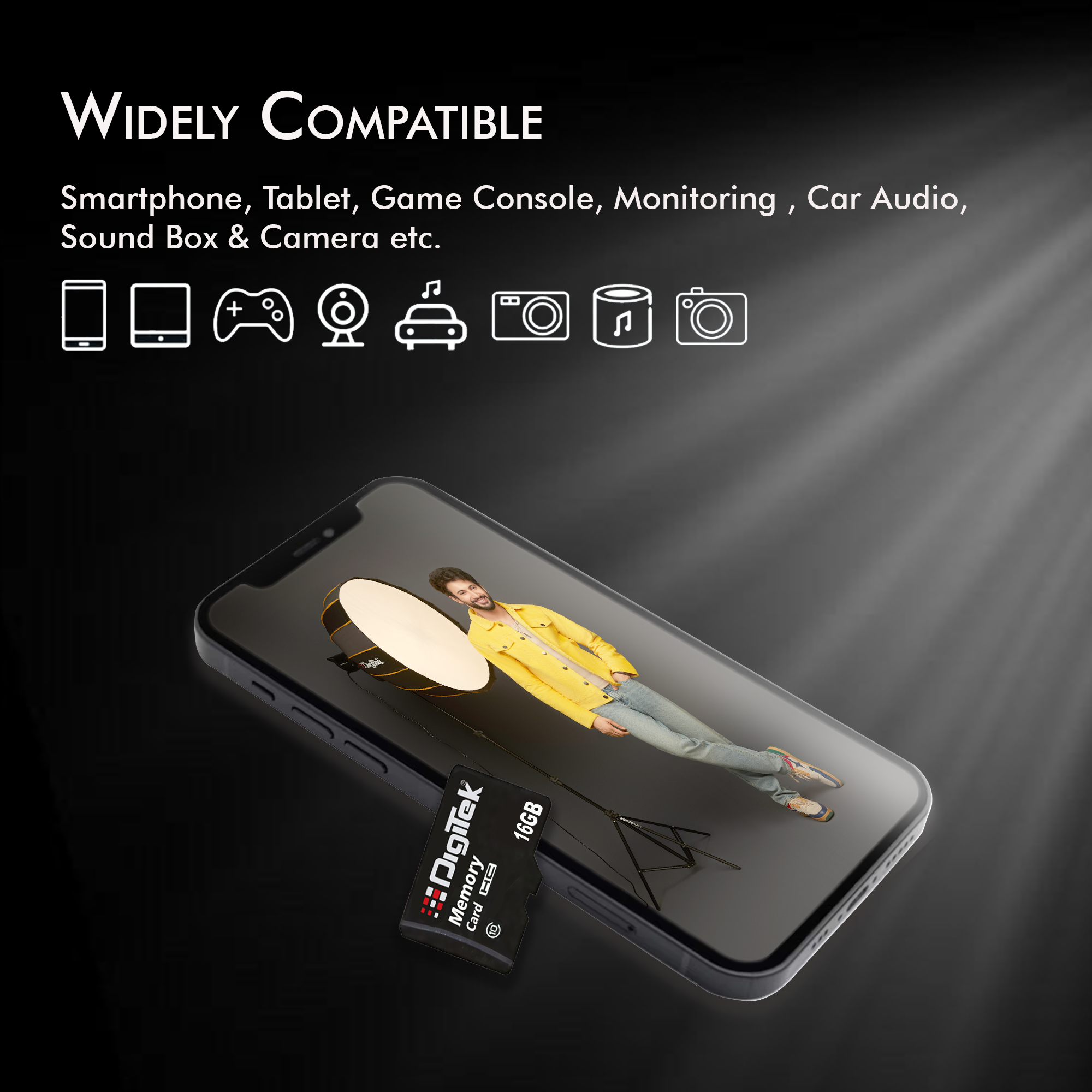 بطاقة ذاكرة ديجيتك (DTF 16GB C10) عالية السرعة من نوع مايكرو SDHC بسعة 16 جيجابايت UHS-I - A1، الفئة 10، سرعة 100 ميجابايت/ثانية، مقاومة للماء والصدمات والأشعة السينية، مثالية للهواتف الذكية والكاميرات وكاميرات المراقبة وغيرها