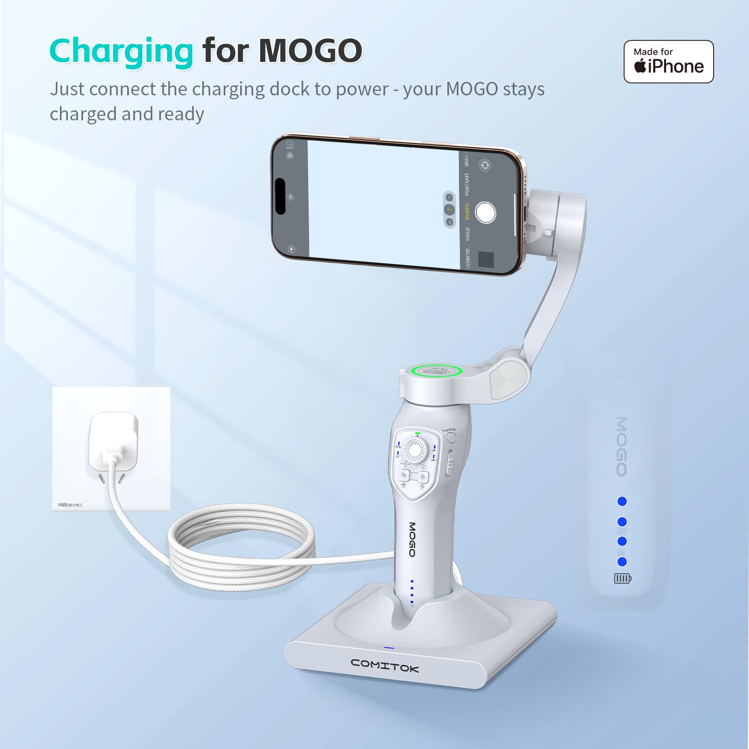 Gimbal Stabilizer Dock for MOGO Charging Dock with Stand | Multi-Functional Desktop Charger | Charge, Store, and Showcase Your MOGO | Stable Holder for MOGO Devices