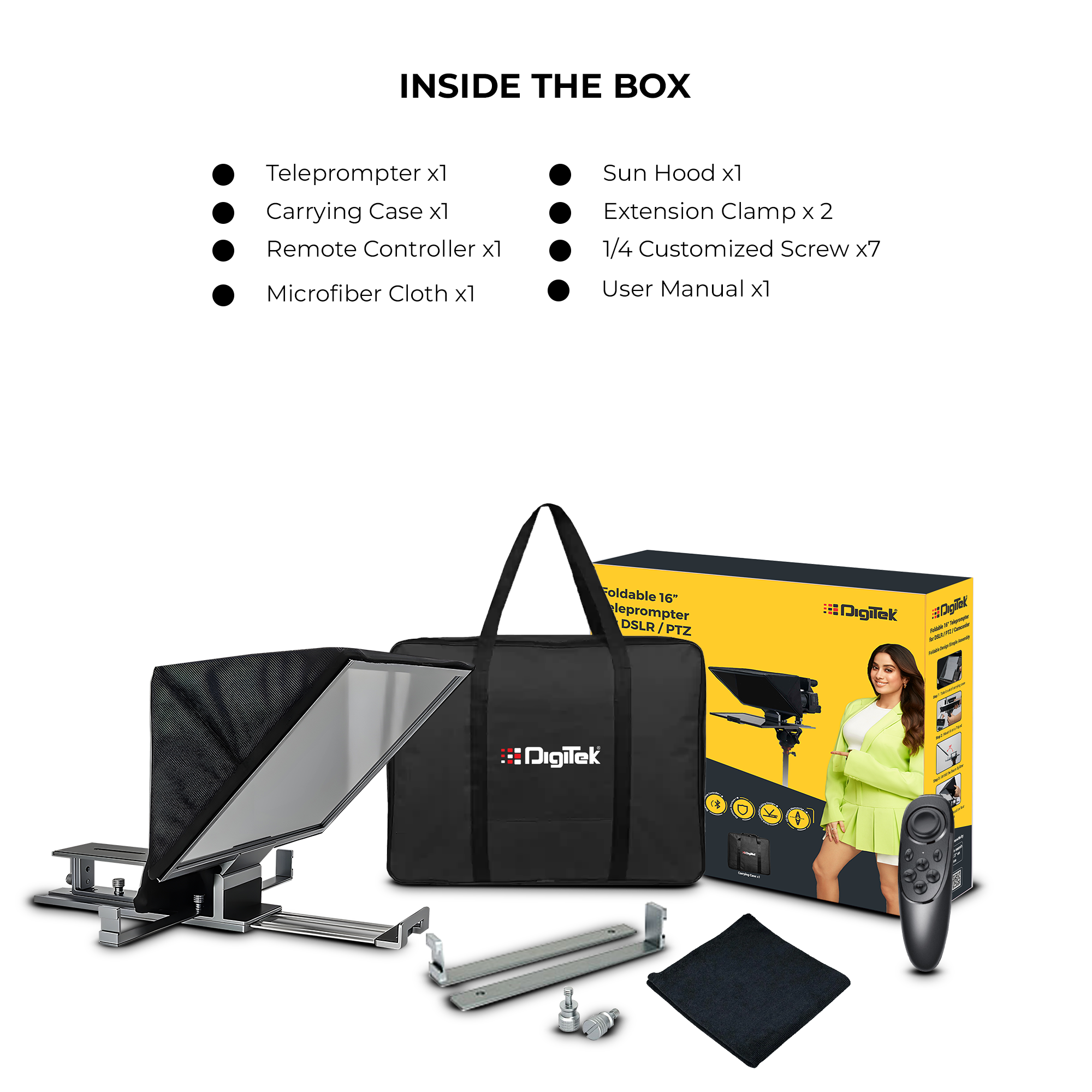 Digitek (DTP-016) 16” Digitek Teleprompter for Smartphone & DSLR Supports w/Remote Control, APP Compatible with iOS & Android System for Video Creator