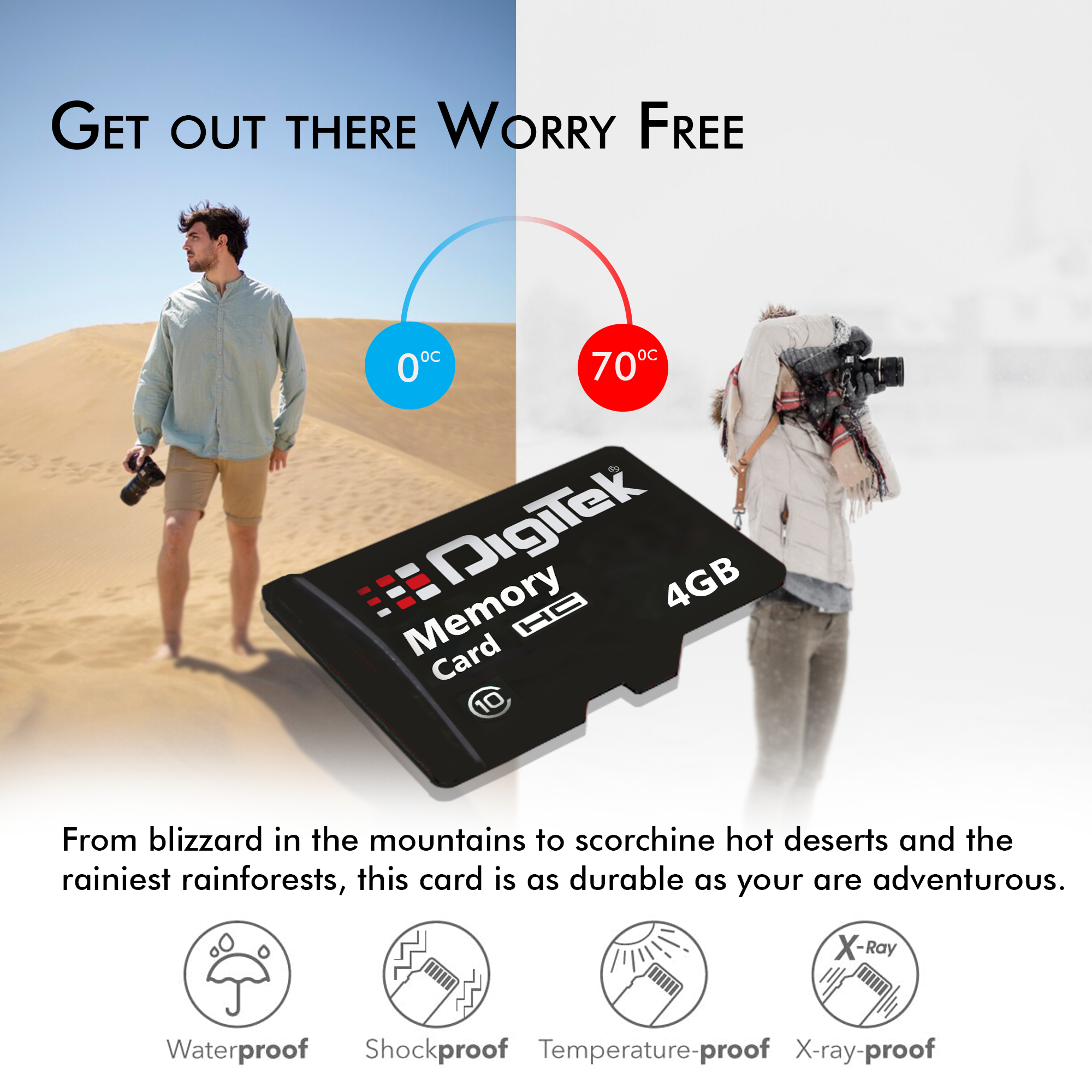 Digitek (DTF 4GB C10) High Speed Micro SDHC 4GB UHS-I Memory Card – A1, Class 10, 100MB/s Speed, Waterproof, Shockproof, X-Ray Safe, Ideal for Smartphones, Cameras, CCTV & More