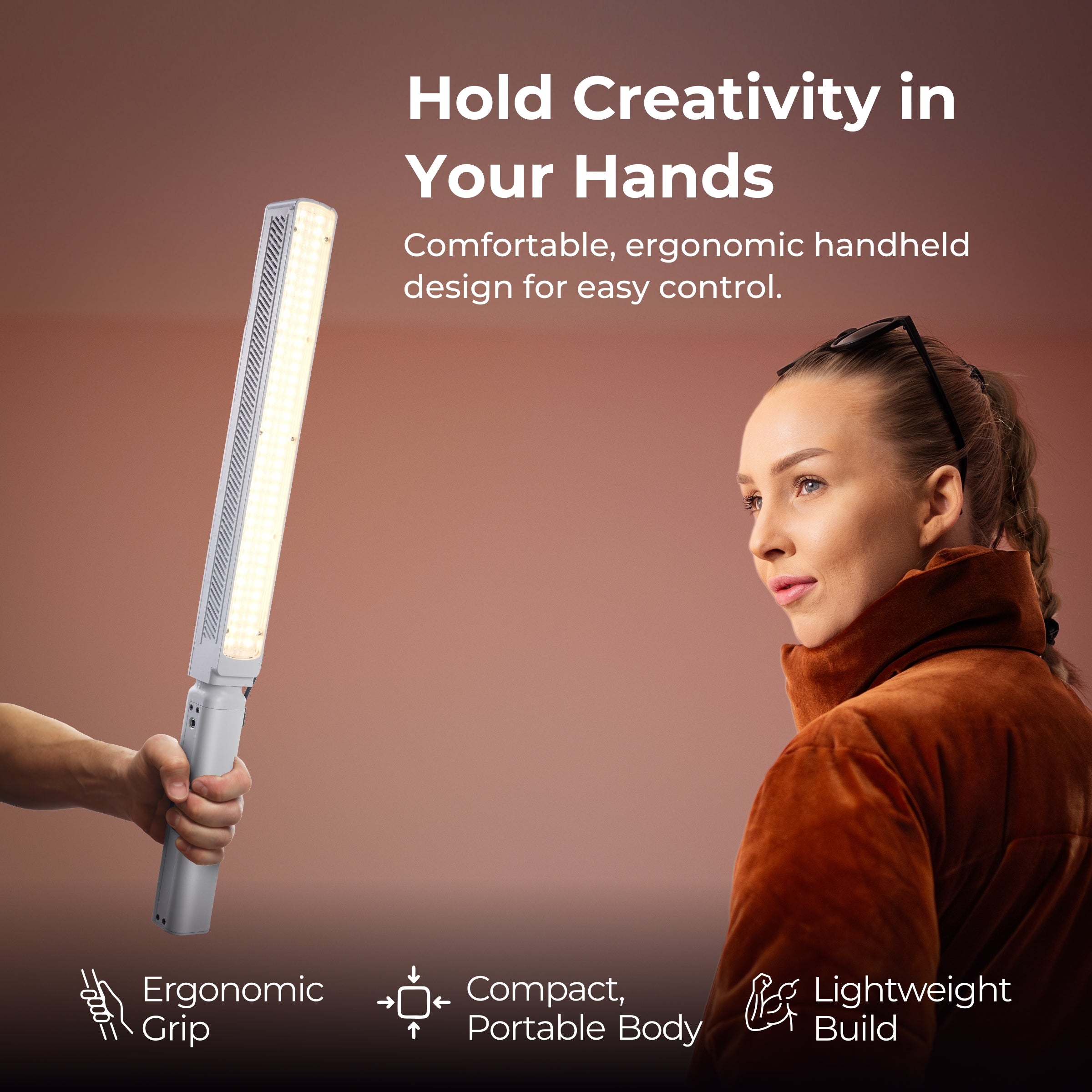 عصا إضاءة ديجيتك (DSL-1000 RGB) المحمولة باليد، مزودة بإضاءة LED RGB بقوة 100 واط