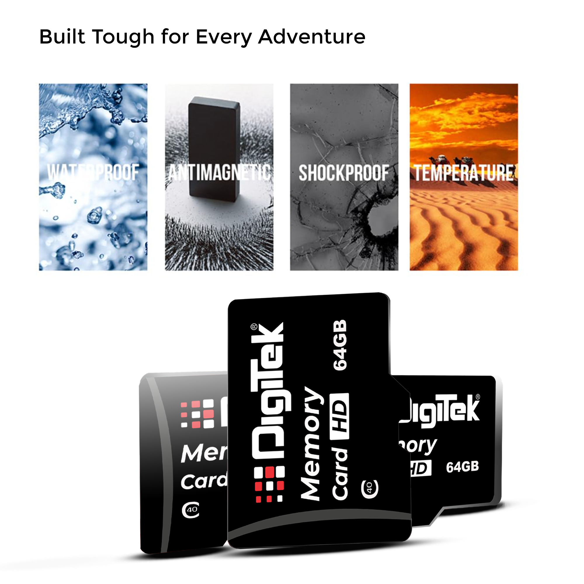 Digitek (DTF 64GB C40) High Speed 64GB Micro SDHC UHS III Memory Card – A2 Speed, 200MB/s, Waterproof & Shockproof, for 4K/8K Video, Drones, CCTV & Smartphones