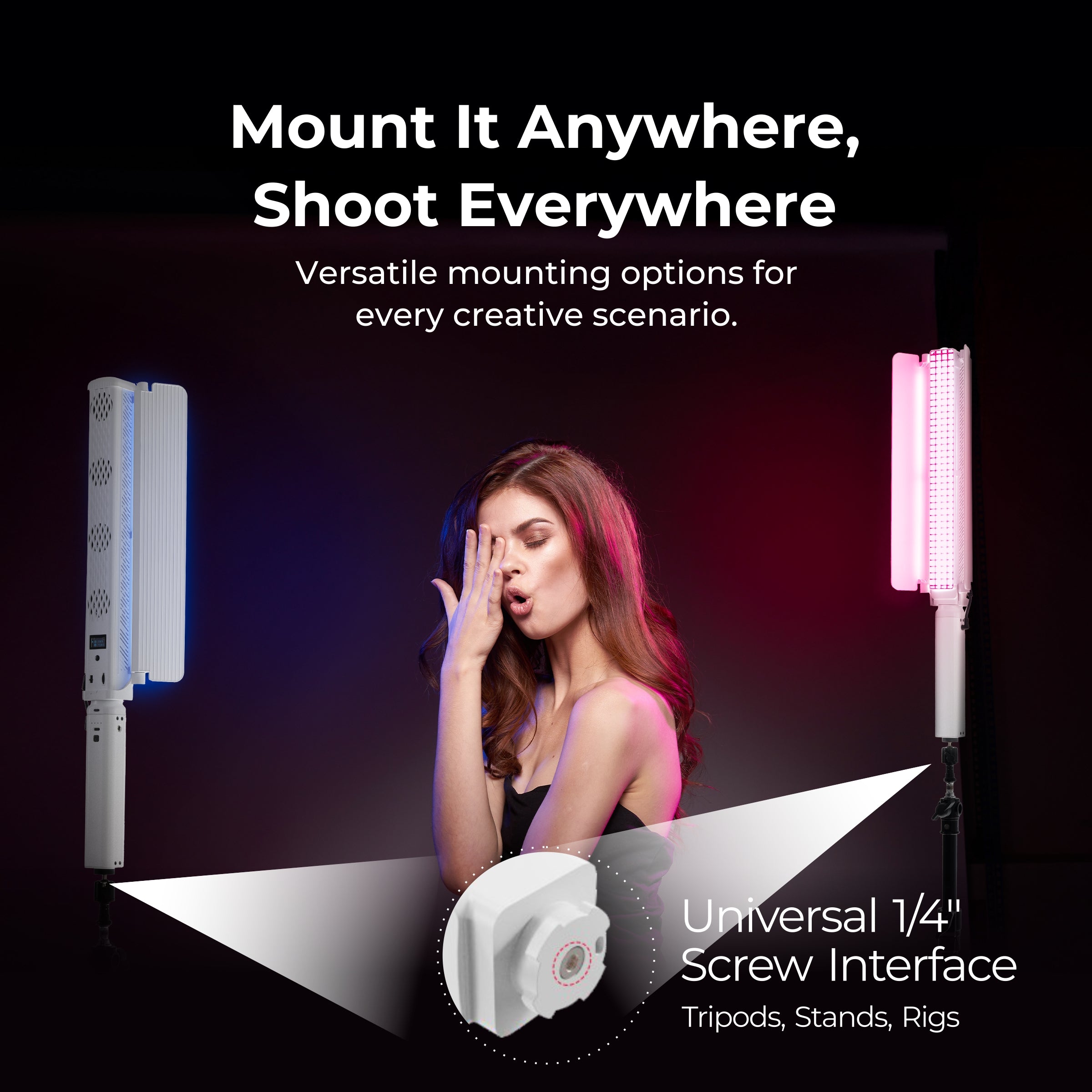 عصا إضاءة ديجيتك (DSL-1000 RGB) المحمولة باليد، مزودة بإضاءة LED RGB بقوة 100 واط