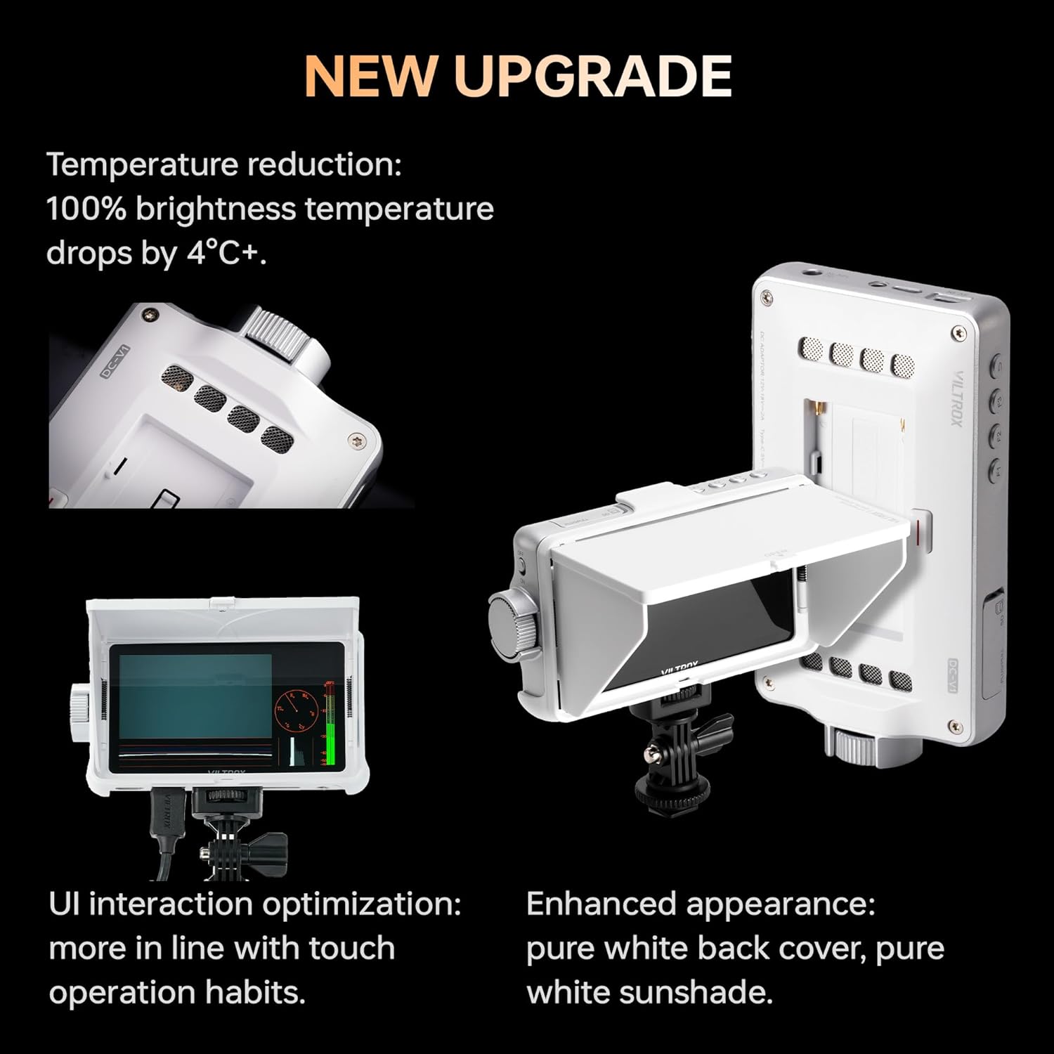 شاشة عرض الكاميرا الميدانية VILTROX DC-V1، شاشة عرض كاميرا تعمل باللمس مع مدخل/مخرج HDMI بدقة 4K