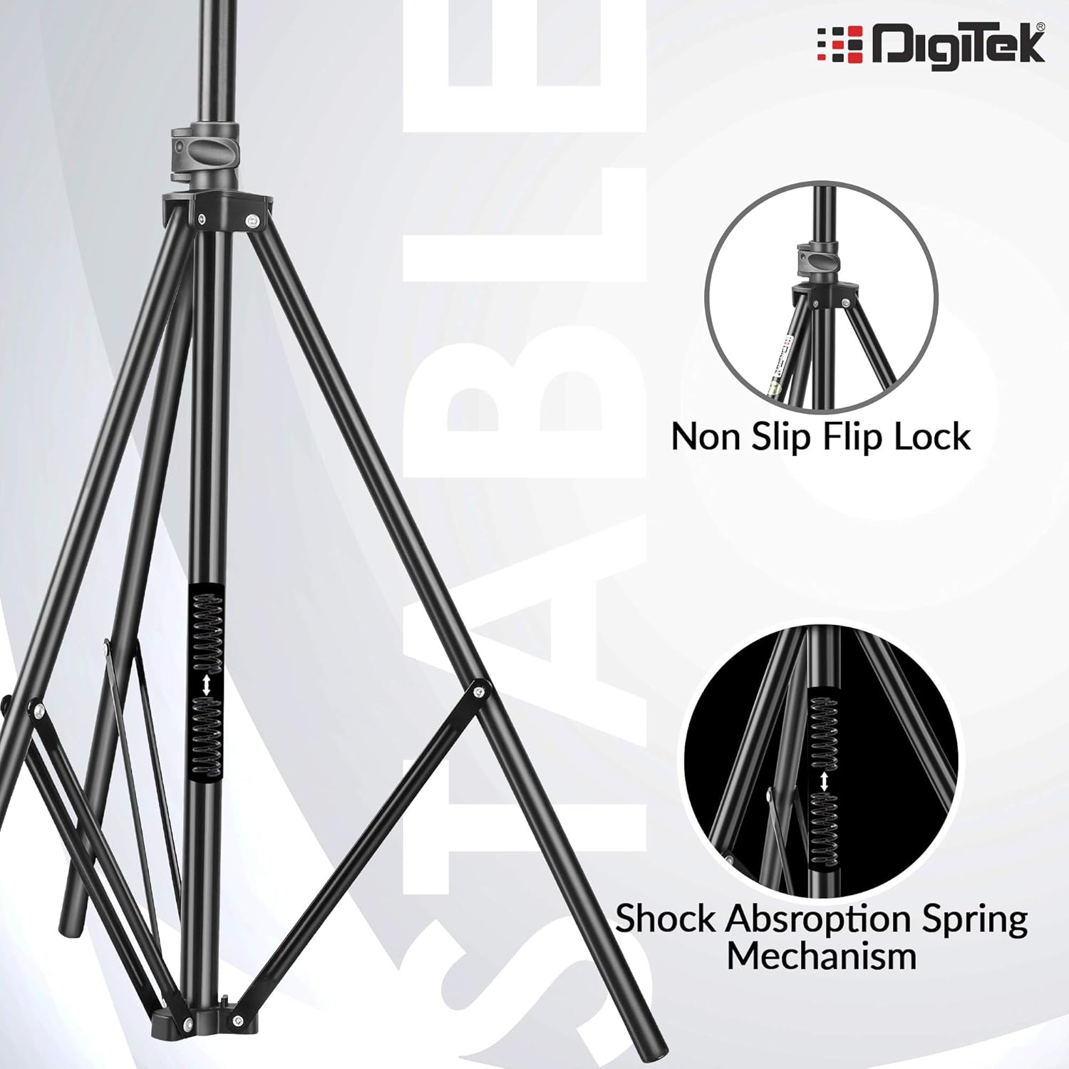 Digitek (DLS-009 FTK) Lightweight & Portable 250 cm Aluminum Alloy Light Stand for Photography & Video Shooting | Ring Light | Reflector | Flash Units | Light Lamps | Diffuser | Portrait | Softbox | Studio Lighting |