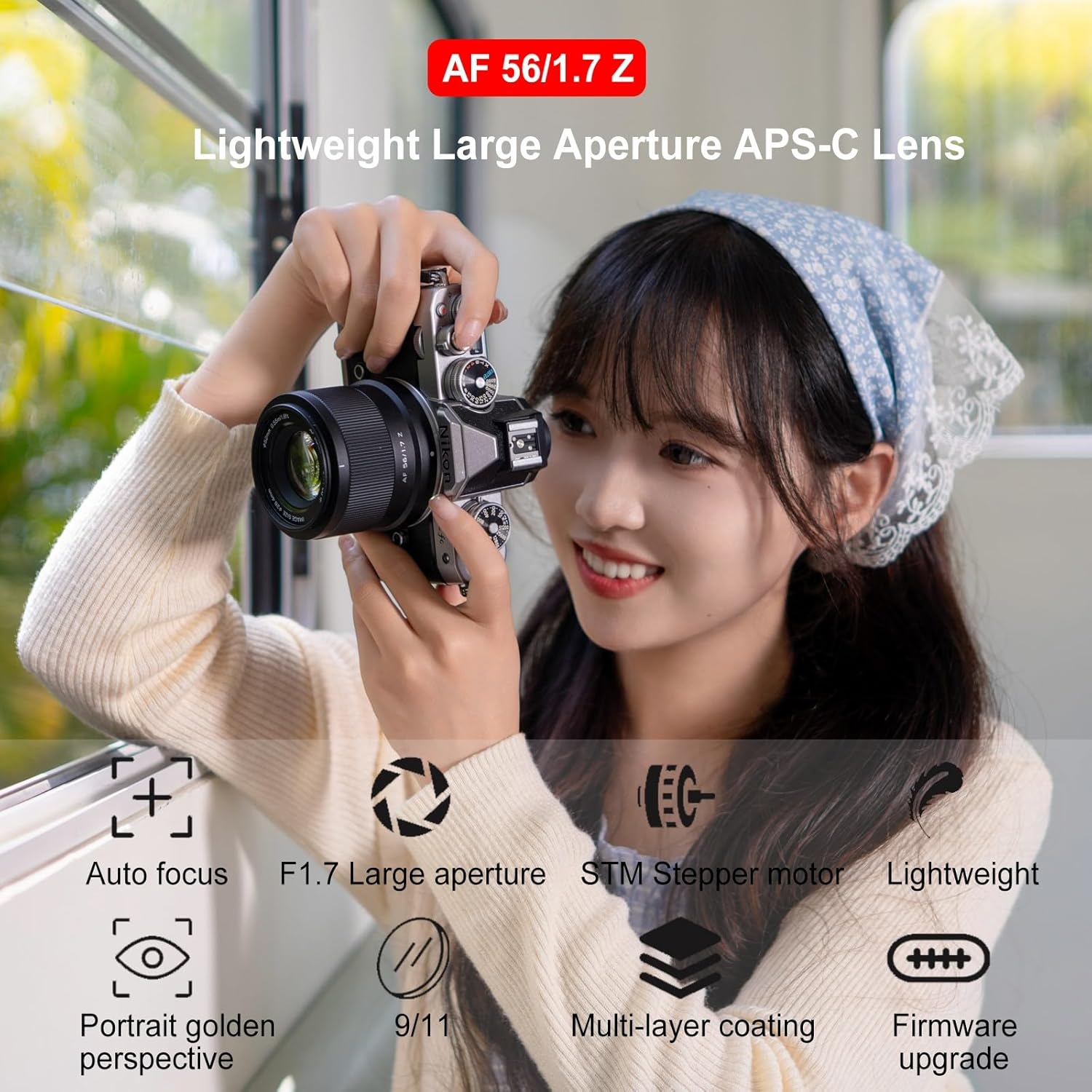 VILTROX 56mm F1.7 f/1.7 Z-Mount, Large Aperture APS-C Auto Focus Lightweight Prime Lens for Nikon Z-Mount Cameras Z30 Z50 Z5 Z6 Z6II Z7 Z7II Z8 Z9 ZFC