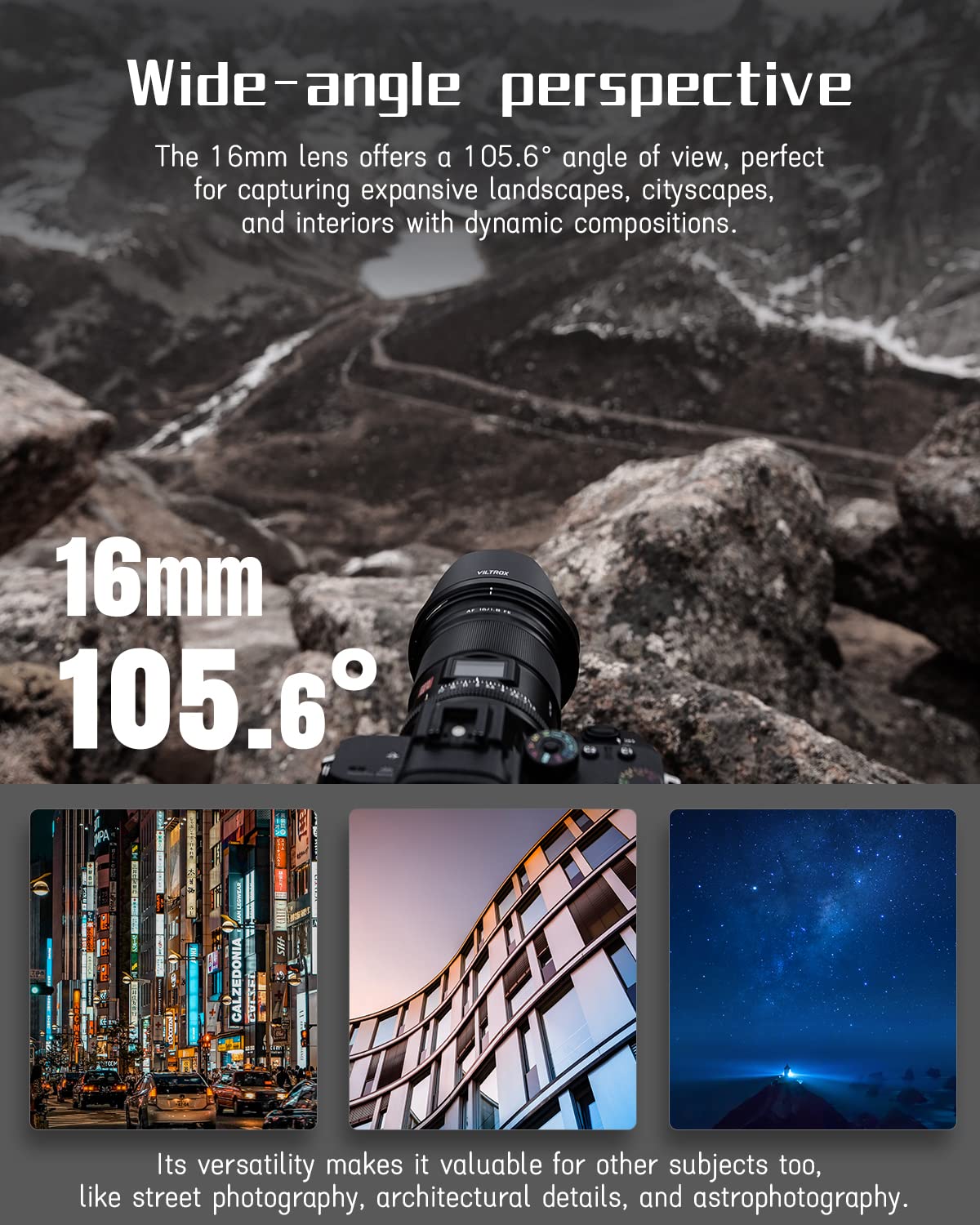 Viltrox 16mm F1.8 Pro Level Wide Angle Autofocus Lens with LCD Screen, Compatible with Full-Frame Sony E-Mount Mirrorless Cameras Alpha a7 a7II a7III a7R a7RII a7RIII a7RIV a7S a7SII a9 a7C - Digitek