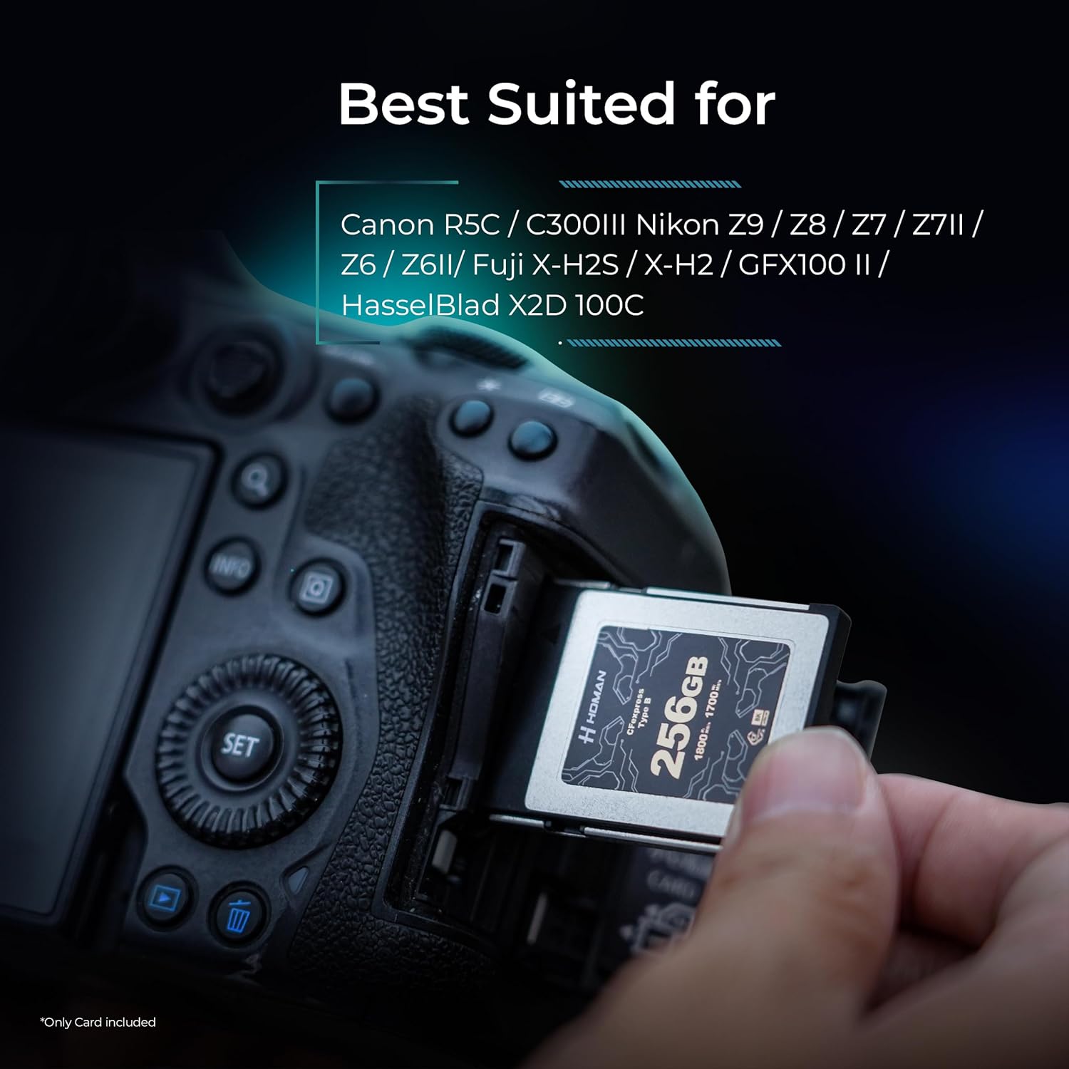 HOMAN CF Express Card Type-B 256GB fit for Any Environmental Temperature from -10 Degree to 70 Degree Celsius with 10 Year Warranty & Recovery - Digitek