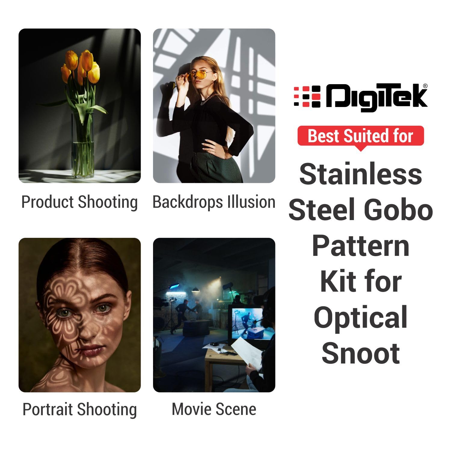 Digitek (DGS 002) Stainless Steel GOBO Pattern Kit with 8 Creative Pattern Effect for Optical Snoot - Digitek