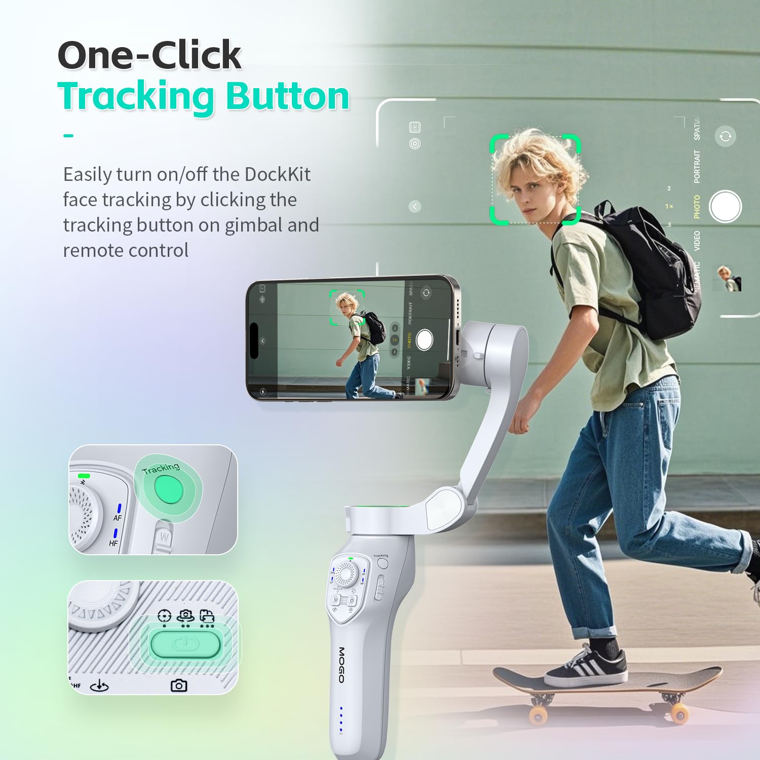 MOGO Wireless Remote Control, Free Your Hands, Professional Photography Accessory Control Pan/Tilt Movement, Switch Modes, Toggle Front/Rear Cameras and Zoom, Only Compatible with MOGO