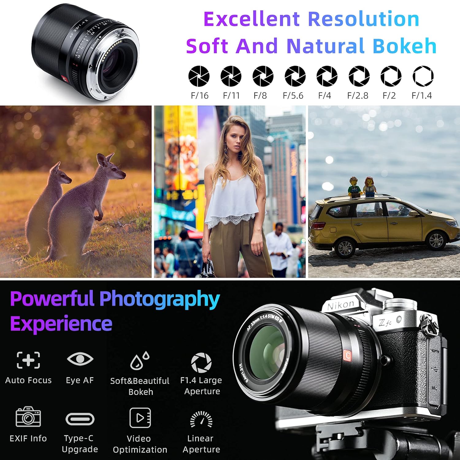 VILTROX AF 33mm f/1.4 F1.4 Z Lens for Nikon Z Mount, APS-C Z Mount Lens for Nikon Zfc Z5 Z6 Z7 II Z50