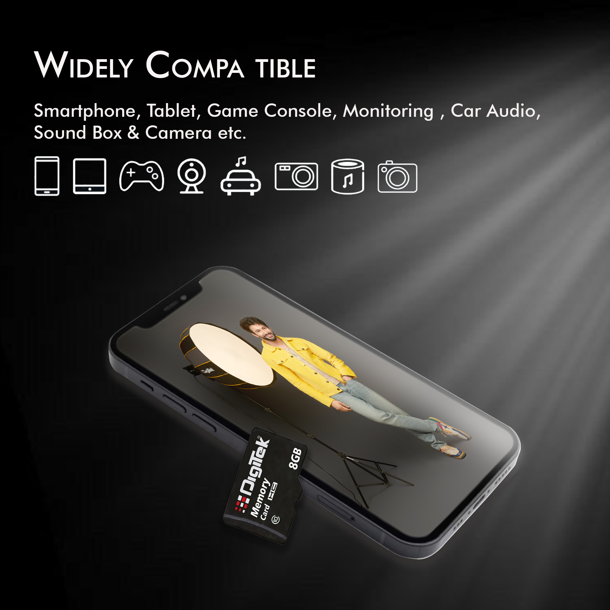 Digitek (DTF 8GB C10) High Speed Micro SDHC 8GB UHS-I Memory Card – A1, Class 10, 100MB/s Speed, Waterproof, Shockproof, X-Ray Safe, Ideal for Smartphones, Cameras, CCTV & More