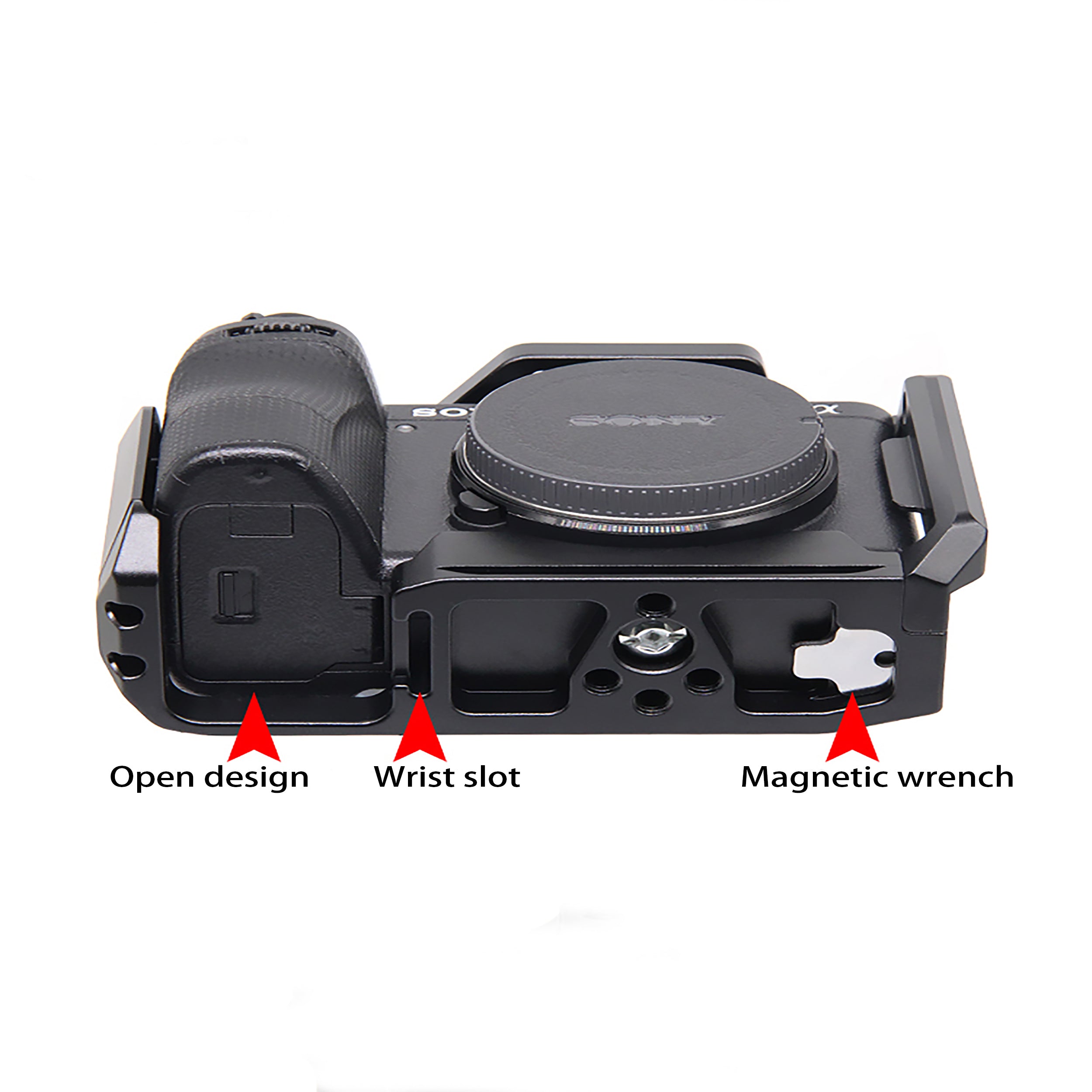 قفص كاميرا Digitek (S) A6700 لكاميرا Alpha 6700 - كاميرا APS-C ذات عدسات قابلة للتبديل مع مستشعر 26 ميجابكسل، وفيديو 4K، والتعرف على الأهداف بالذكاء الاصطناعي، وتصوير Log، ومعالجة LUT، ووظائف مناسبة لمدونات الفيديو