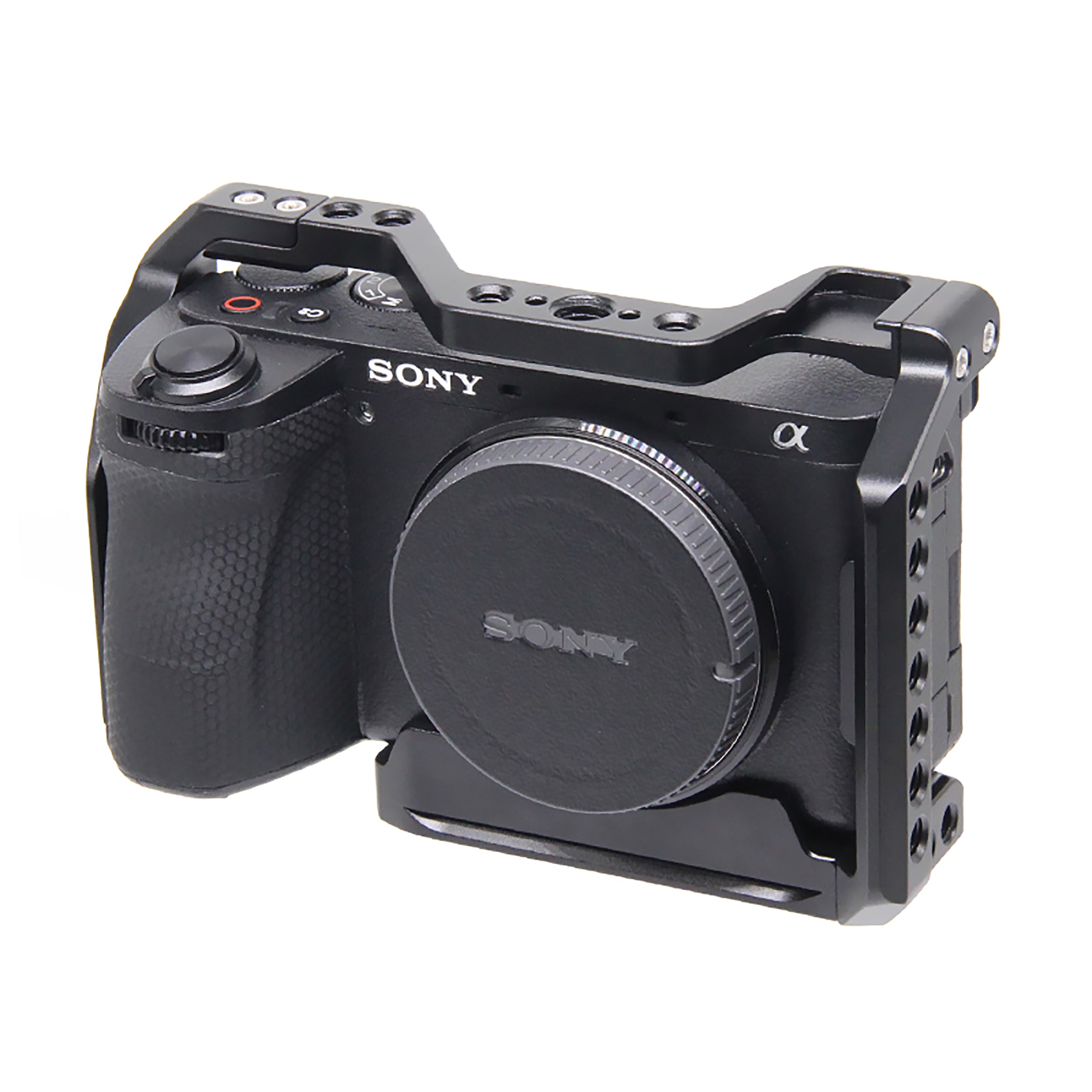 قفص كاميرا Digitek (S) A6700 لكاميرا Alpha 6700 - كاميرا APS-C ذات عدسات قابلة للتبديل مع مستشعر 26 ميجابكسل، وفيديو 4K، والتعرف على الأهداف بالذكاء الاصطناعي، وتصوير Log، ومعالجة LUT، ووظائف مناسبة لمدونات الفيديو