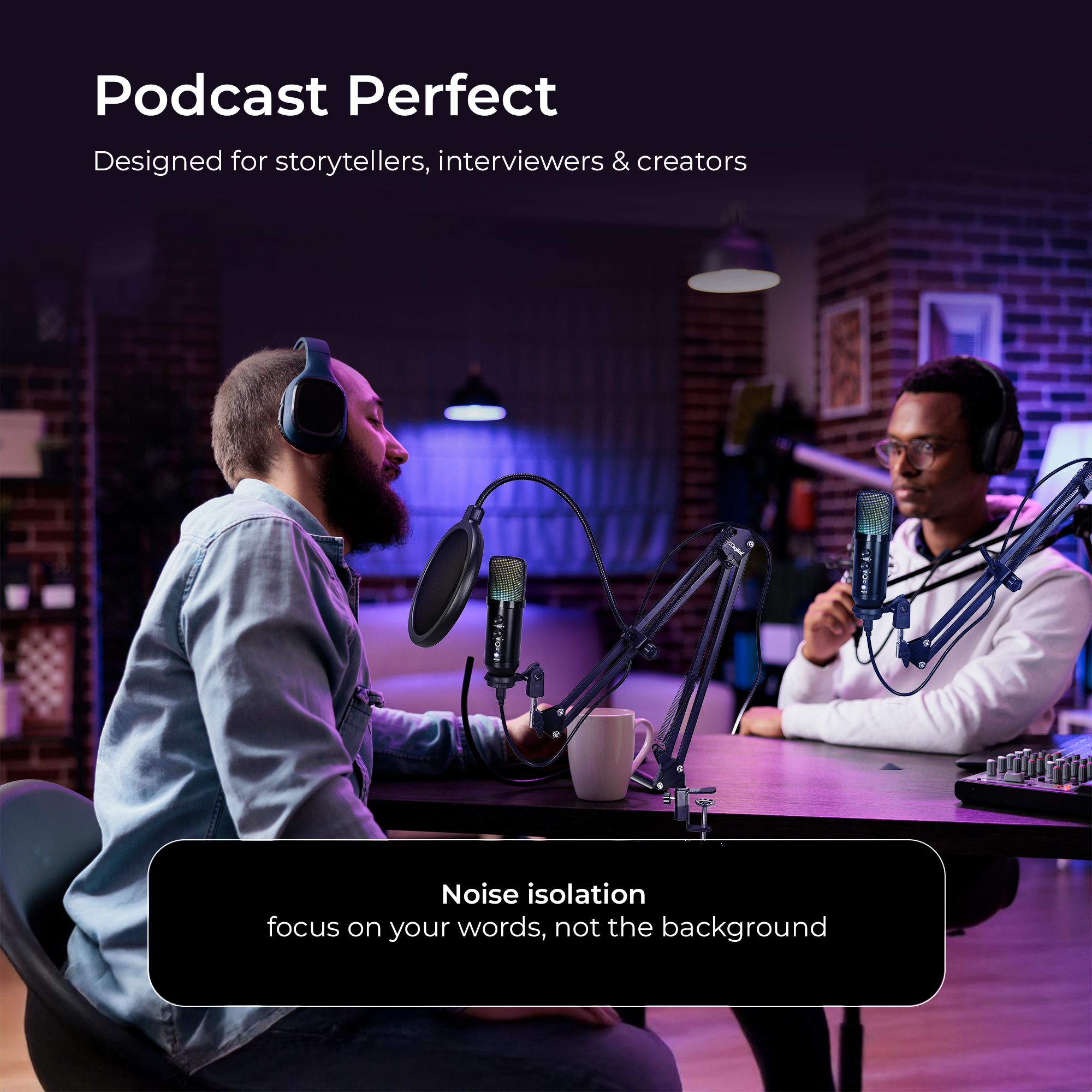 Digitek (DM 401) RGB USB Condenser Microphone Kit with BoomArm, Pop Filter, Shock Mount, Mic Cover, Desktop Mount, Tripod & 1.5M USB Cable, Compatible with PS4/PS5, Window & Mac PC/Laptop/Smartphone, for Podcasting, Gaming, Singing & Live Streaming