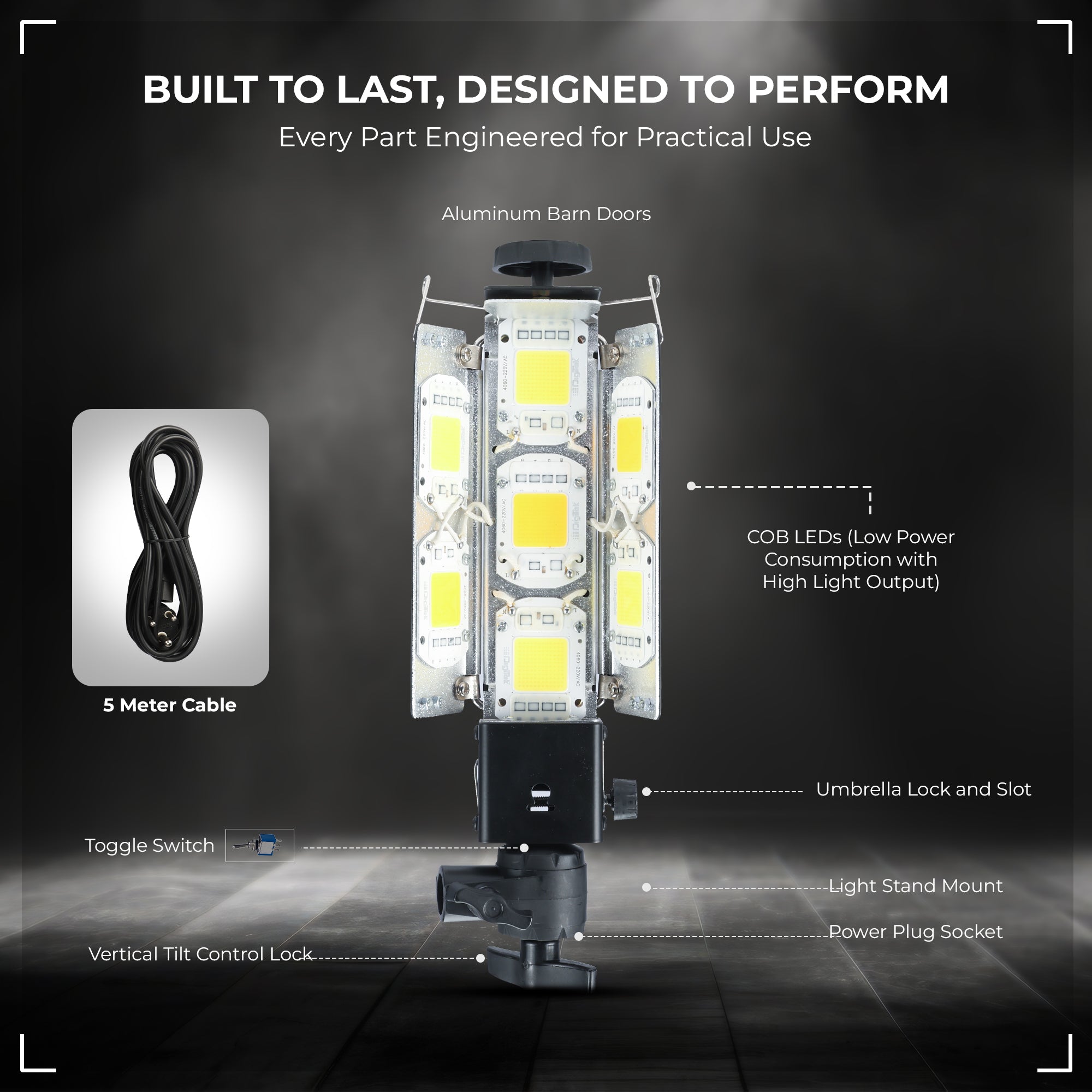 Digitek (DPL 700) Porta Light with 7 COB LED Warm White Light for Low Power Consumption for Camera Lighting in Photography & Video Shoot