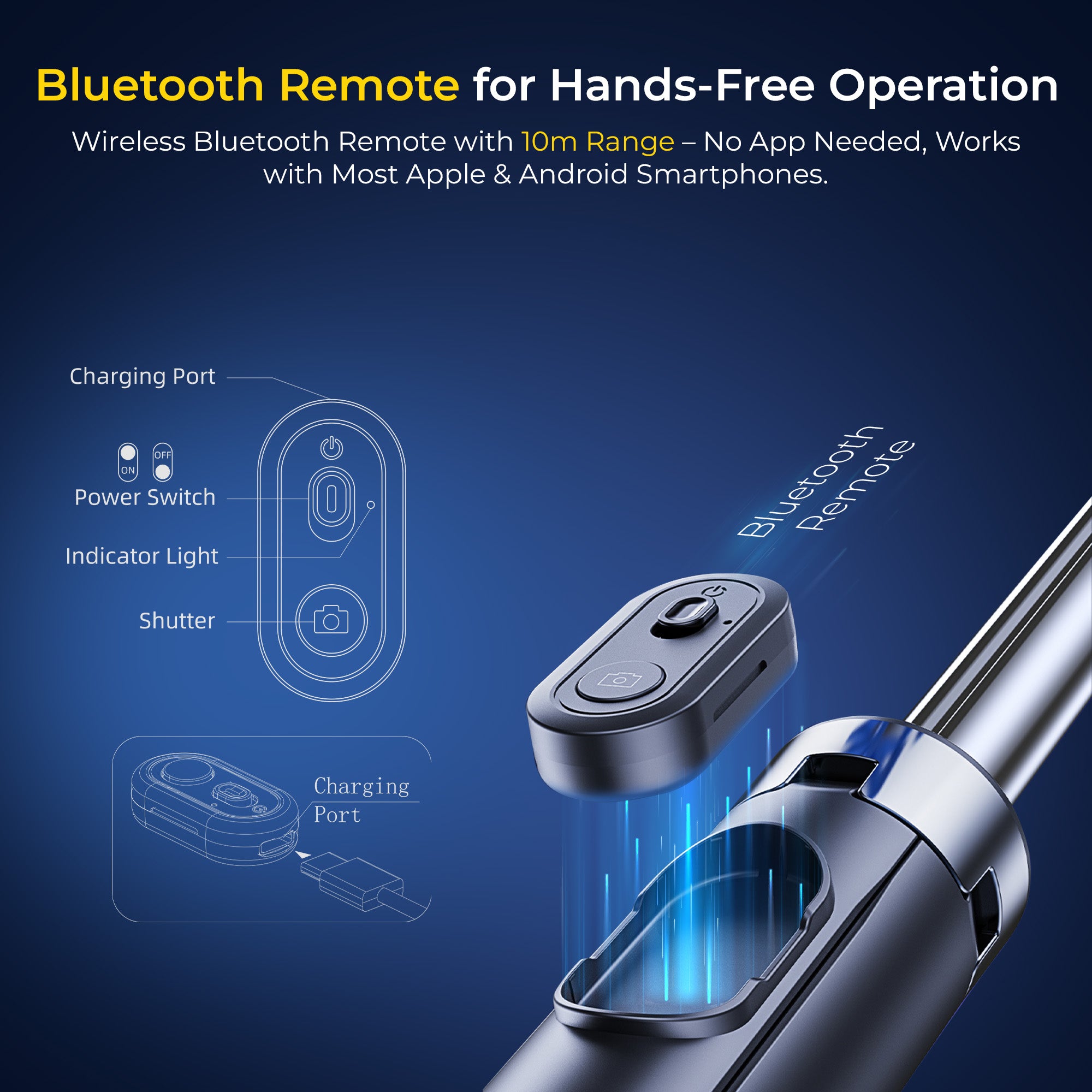 عصا سيلفي قابلة للتمديد من ديجيتك (DTR 630 SS) مع إضاءة تعبئة، قاعدة رباعية، جهاز تحكم عن بعد لاسلكي، أقصى ارتفاع 1.6 متر، قضيب تلسكوبي بستة أقسام، دوران 360 درجة، حمولة 1 كجم، متوافقة مع أجهزة أندرويد وآيفون