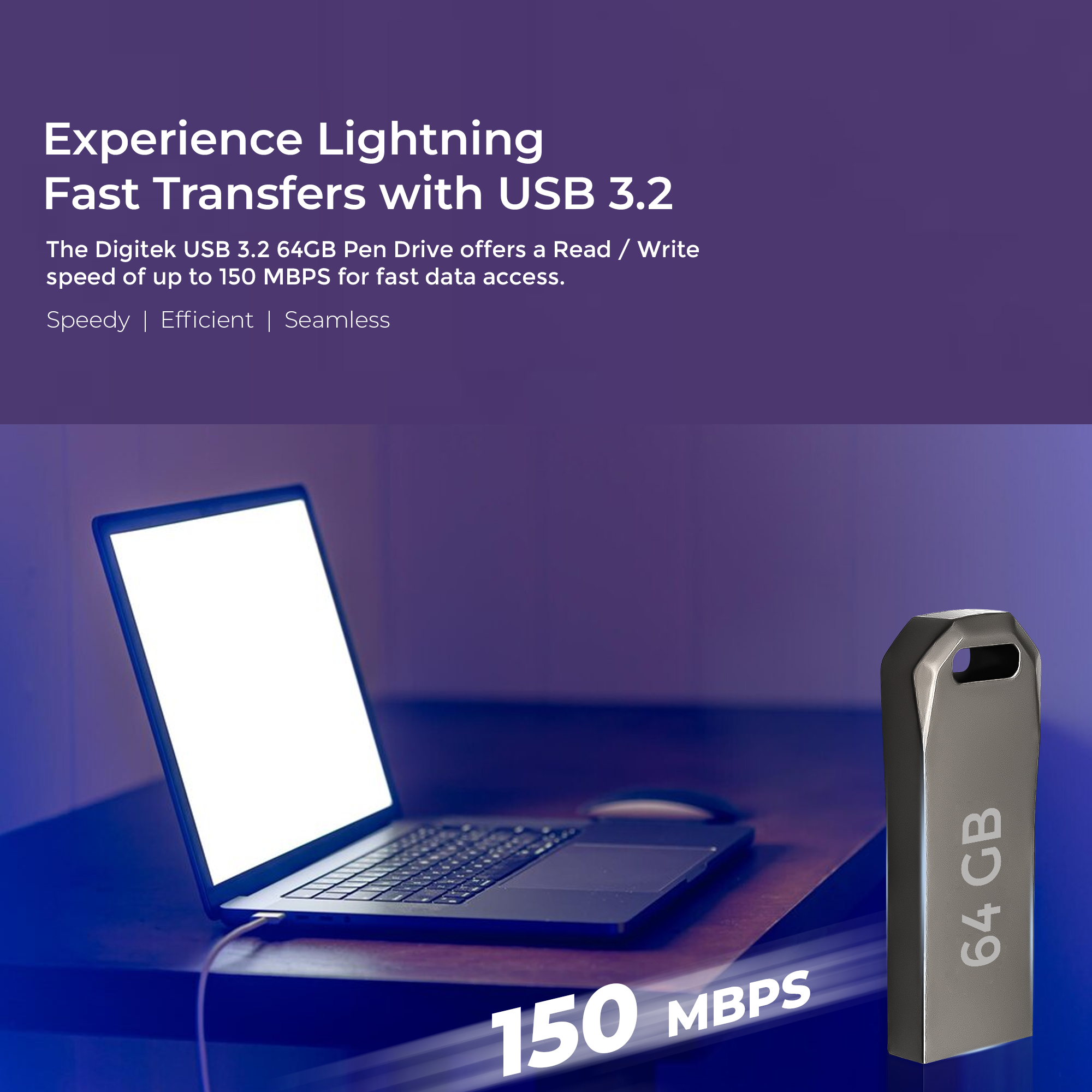 Digitek (Dud 64G V3.2) USB 3.2 Flash Drive, 64GB Storage, High Speed Read & Write, Pen Drive, Magnetic, X-Ray & Temperature Resistant | Compatible with Windows & Mac OS