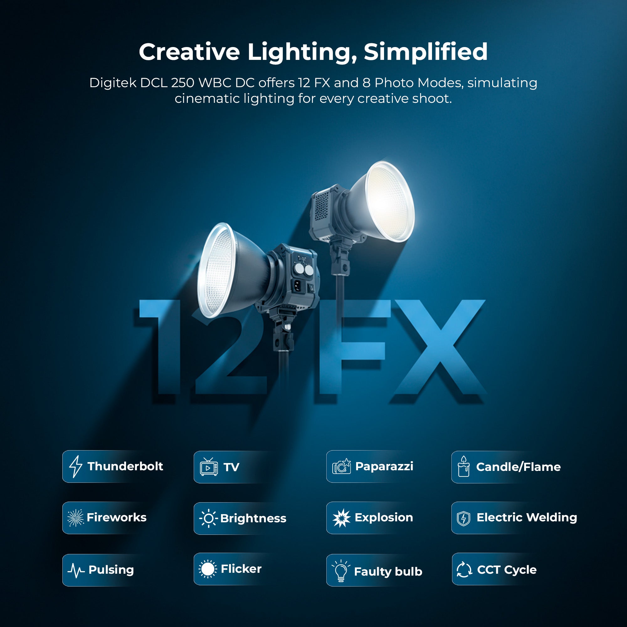 Digitek (DCL 250 WBC DC) 200W Bi-Color Continuous LED Video Light