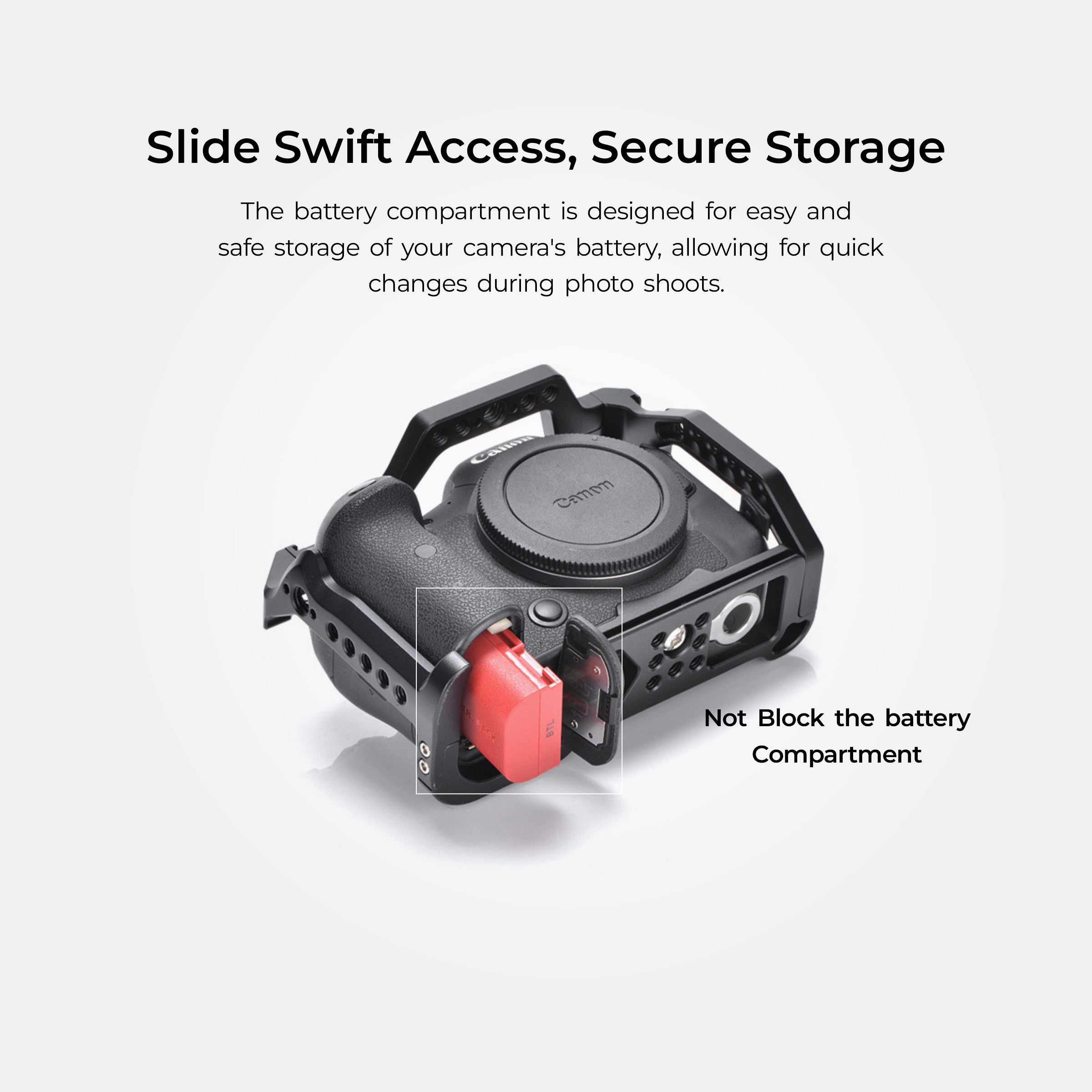 Digitek Cam Cage for (C) EOS-R5 R6 Camera Aluminum Form-Fitted Cage with Quick Tripod Mounting