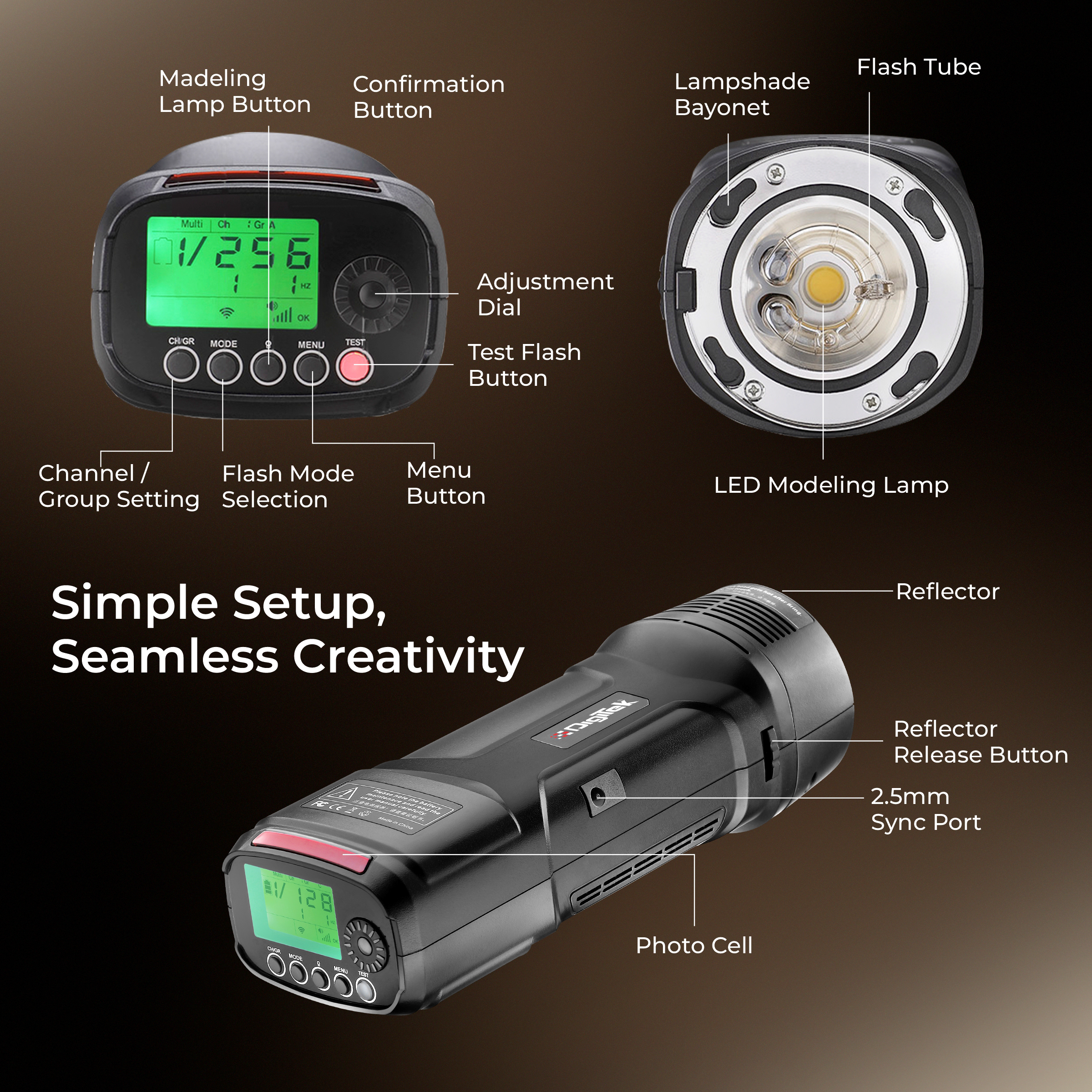 Digitek (DFL 220) Handheld TTL Flash Speedlite, 2s Recycle Time, 5600K Color Temp, 1/18000s High-Speed Sync, 32 Channels, Non Stop Power Range, TTL/Manual/Multi Modes, Lighting for Indoor/Outdoor Shoots