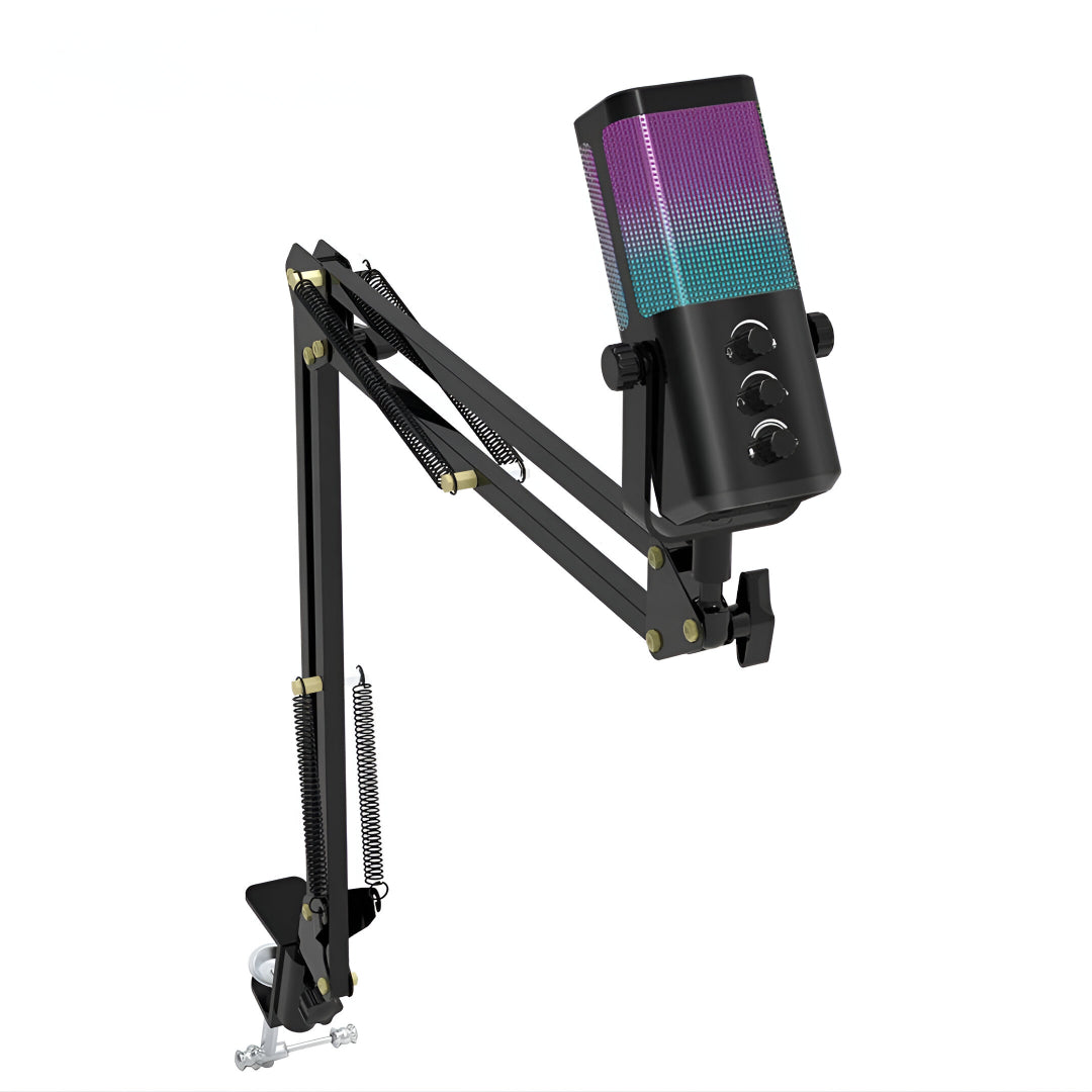 ميكروفون ألعاب سلكي من نوع Digitek (DM 402) مزود بإضاءة RGB ومنفذ USB وذراع مكتبي