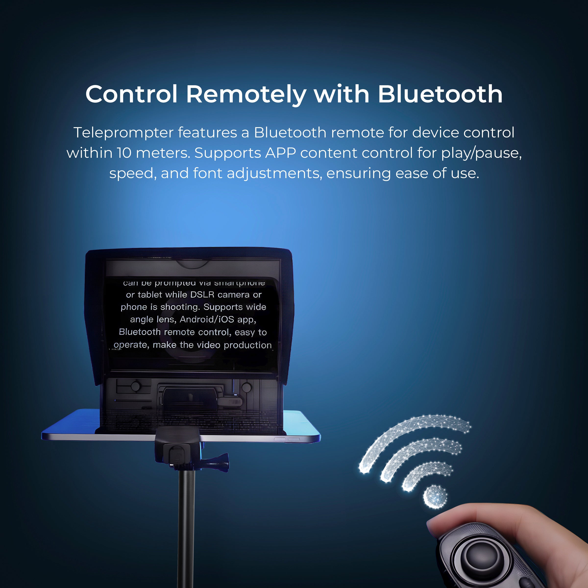 Digitek (DTP 010) 10” Digitek Teleprompter for Smartphone & DSLR Supports w/Remote Control, APP Compatible with iOS & Android System for Video Creator - Digitek