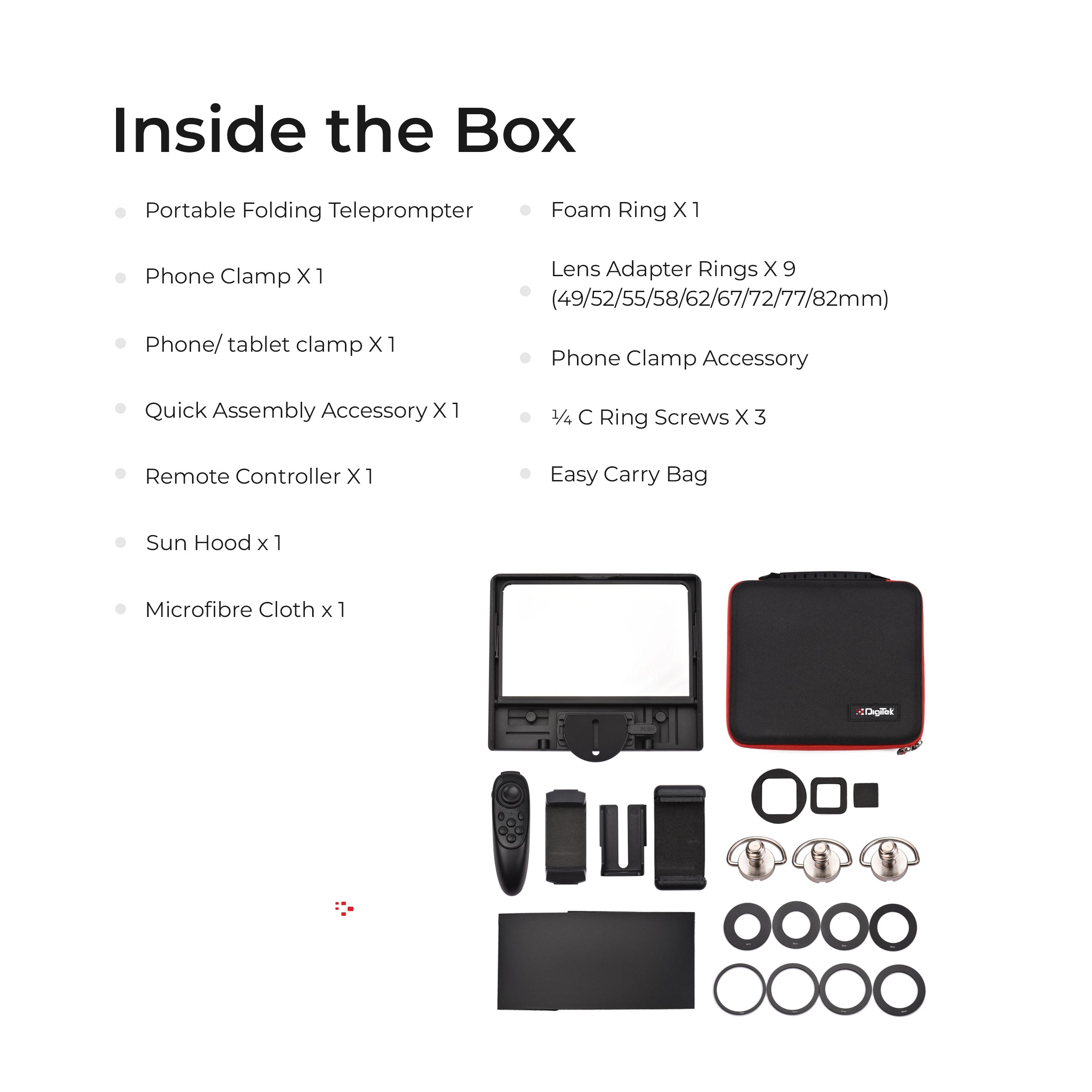 Digitek (DTP 010) 10” Digitek Teleprompter for Smartphone & DSLR Supports w/Remote Control, APP Compatible with iOS & Android System for Video Creator - Digitek