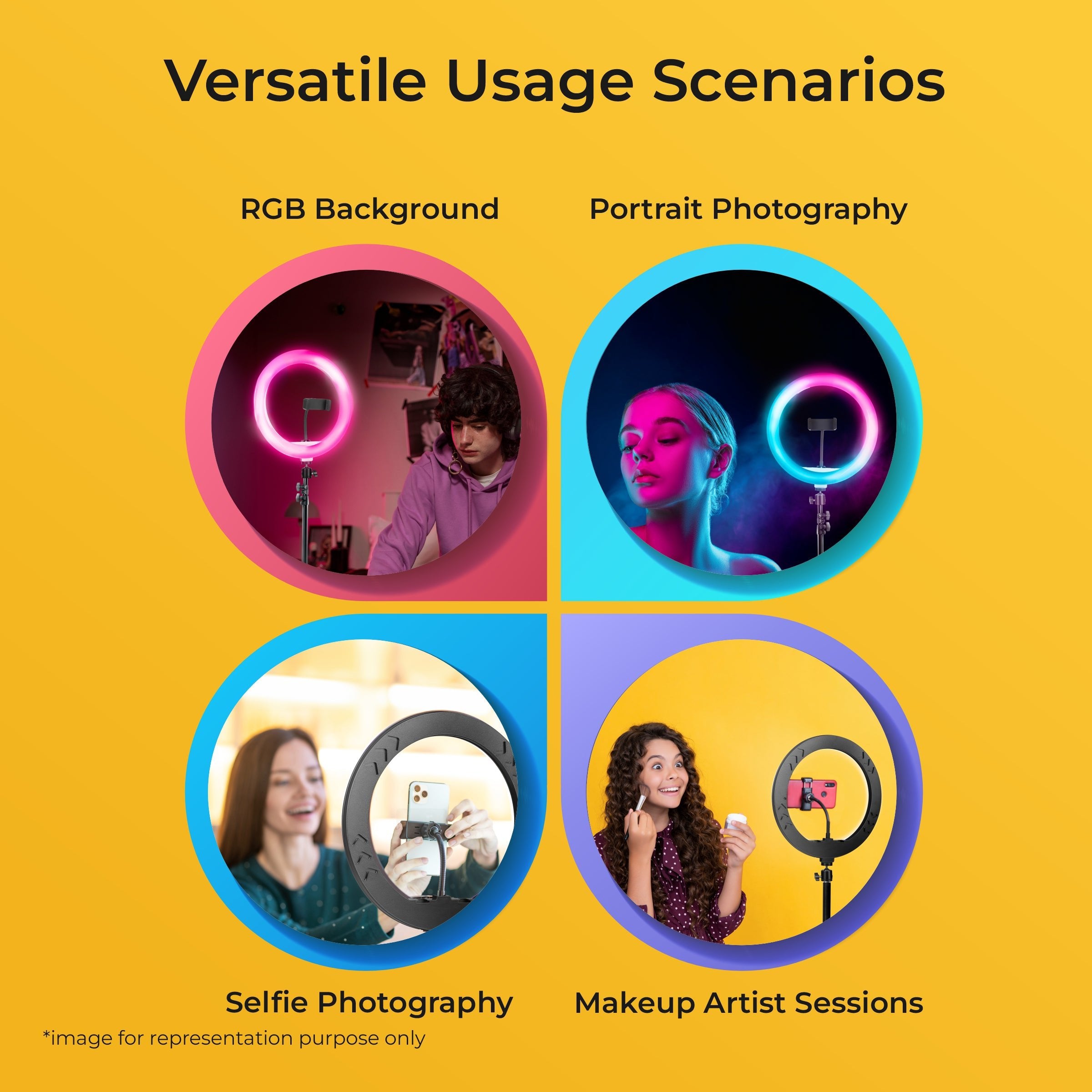 Digitek (DRL-14C RGB) 31cm LED Ring Light with 5 feet Stand for Photo & Video Shoot & More - Digitek