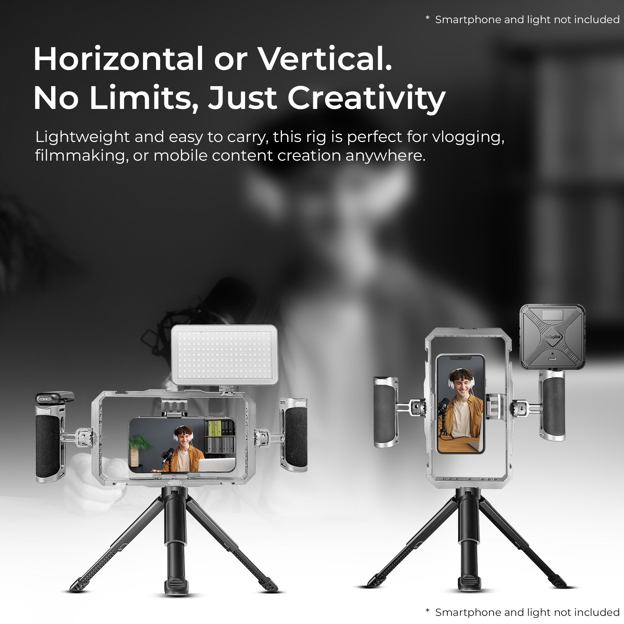 حامل ثلاثي القوائم Digitek DSC 001 المصنوع من سبائك الألومنيوم، مناسب للهواتف الذكية، بتصميم قفص أرنب، لتثبيت الفيديو، مناسب لصانعي ومصوري الفيديو.