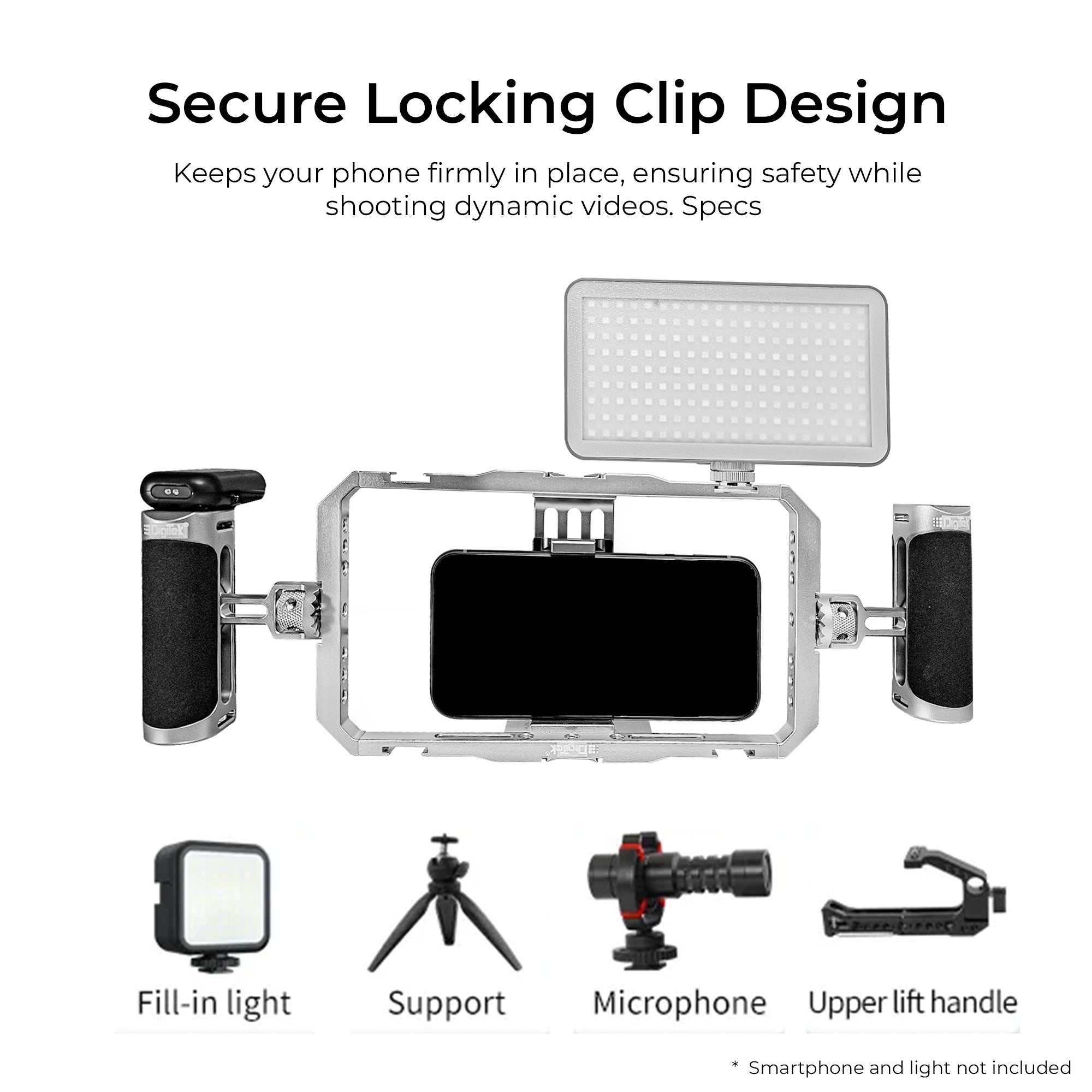 حامل ثلاثي القوائم Digitek DSC 001 المصنوع من سبائك الألومنيوم، مناسب للهواتف الذكية، بتصميم قفص أرنب، لتثبيت الفيديو، مناسب لصانعي ومصوري الفيديو.