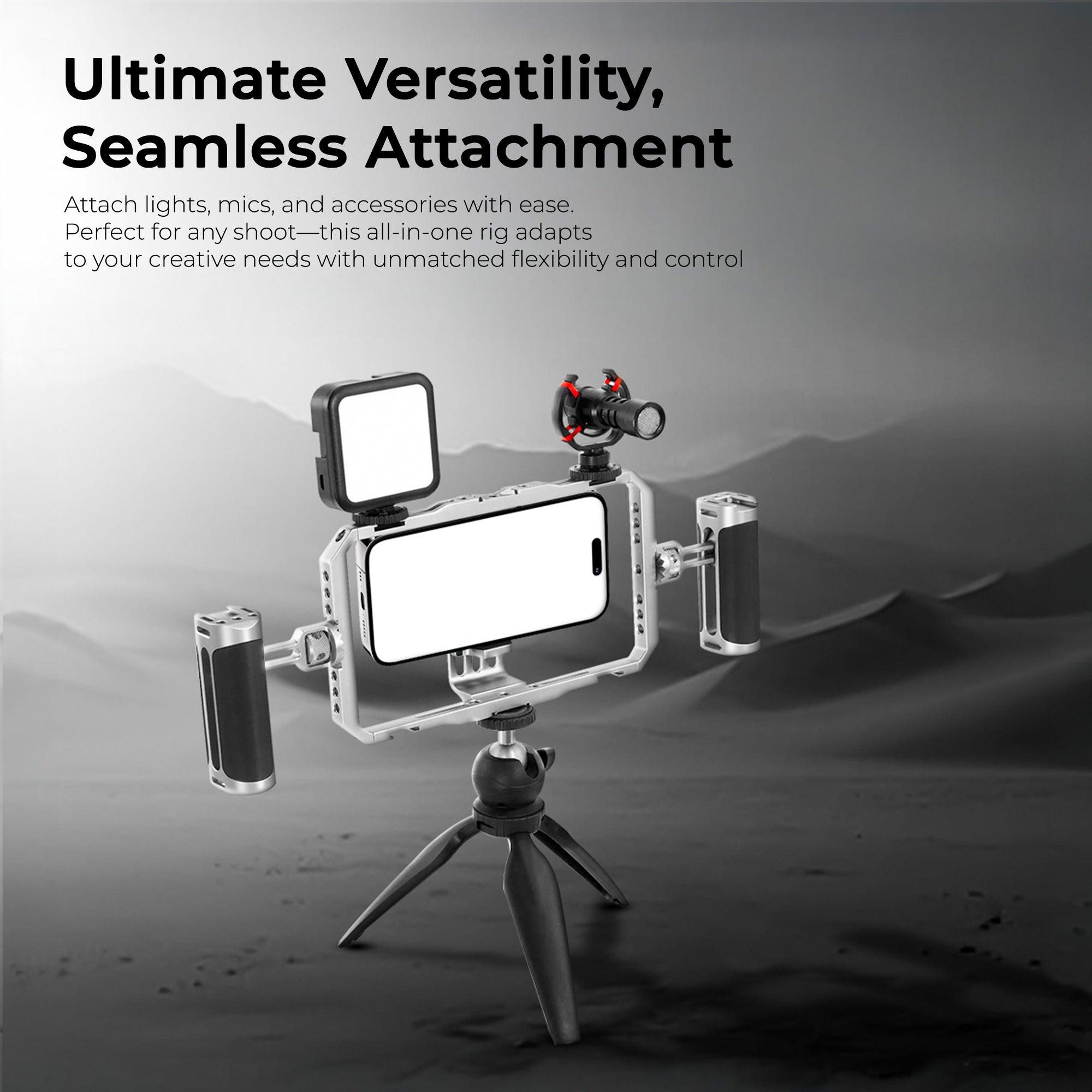 حامل ثلاثي القوائم Digitek DSC 001 المصنوع من سبائك الألومنيوم، مناسب للهواتف الذكية، بتصميم قفص أرنب، لتثبيت الفيديو، مناسب لصانعي ومصوري الفيديو.