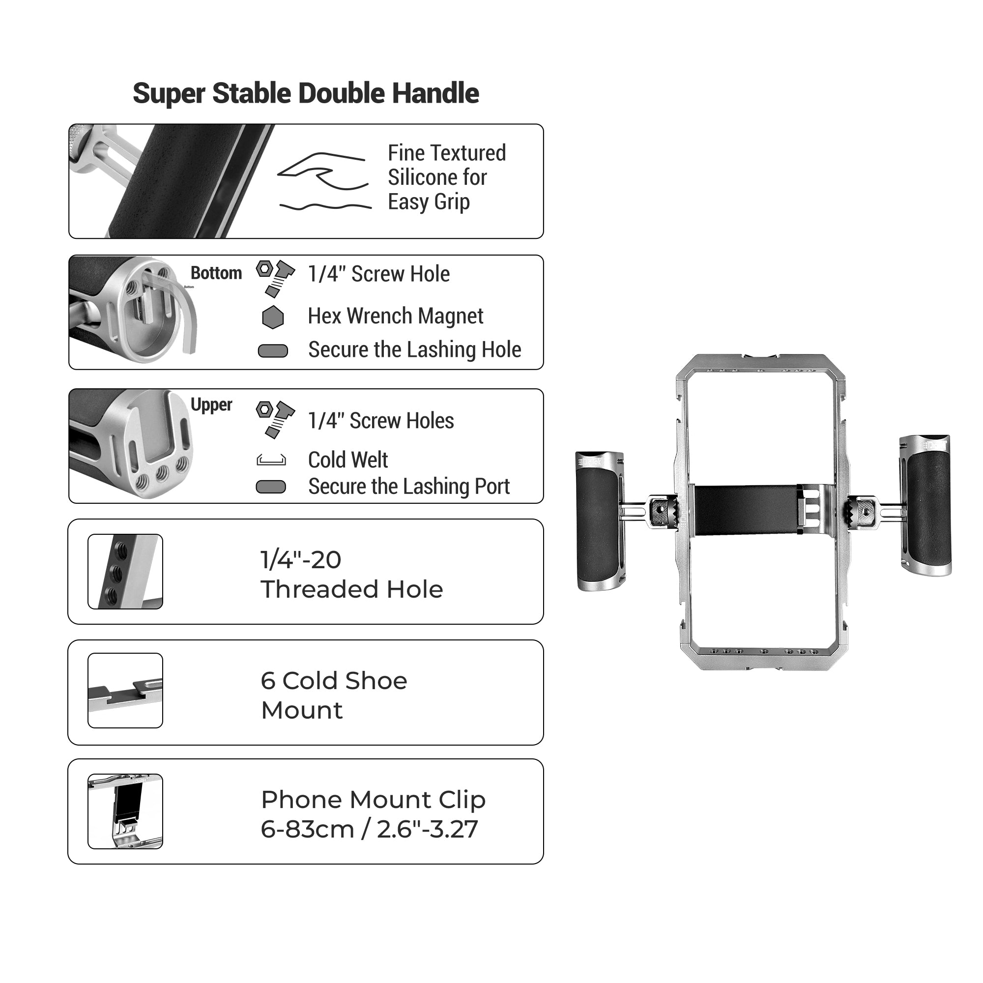 حامل ثلاثي القوائم Digitek DSC 001 المصنوع من سبائك الألومنيوم، مناسب للهواتف الذكية، بتصميم قفص أرنب، لتثبيت الفيديو، مناسب لصانعي ومصوري الفيديو.
