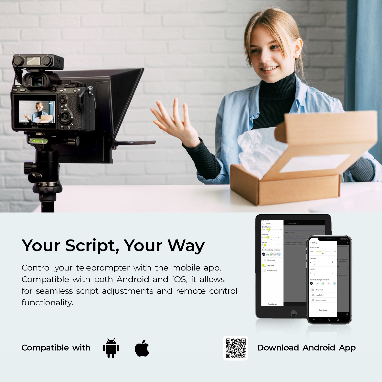 Digitek (DTP-008) 8” Digitek Teleprompter for Smartphone & DSLR Supports w/Remote Control, APP Compatible with iOS & Android Smartphones for Video Creator