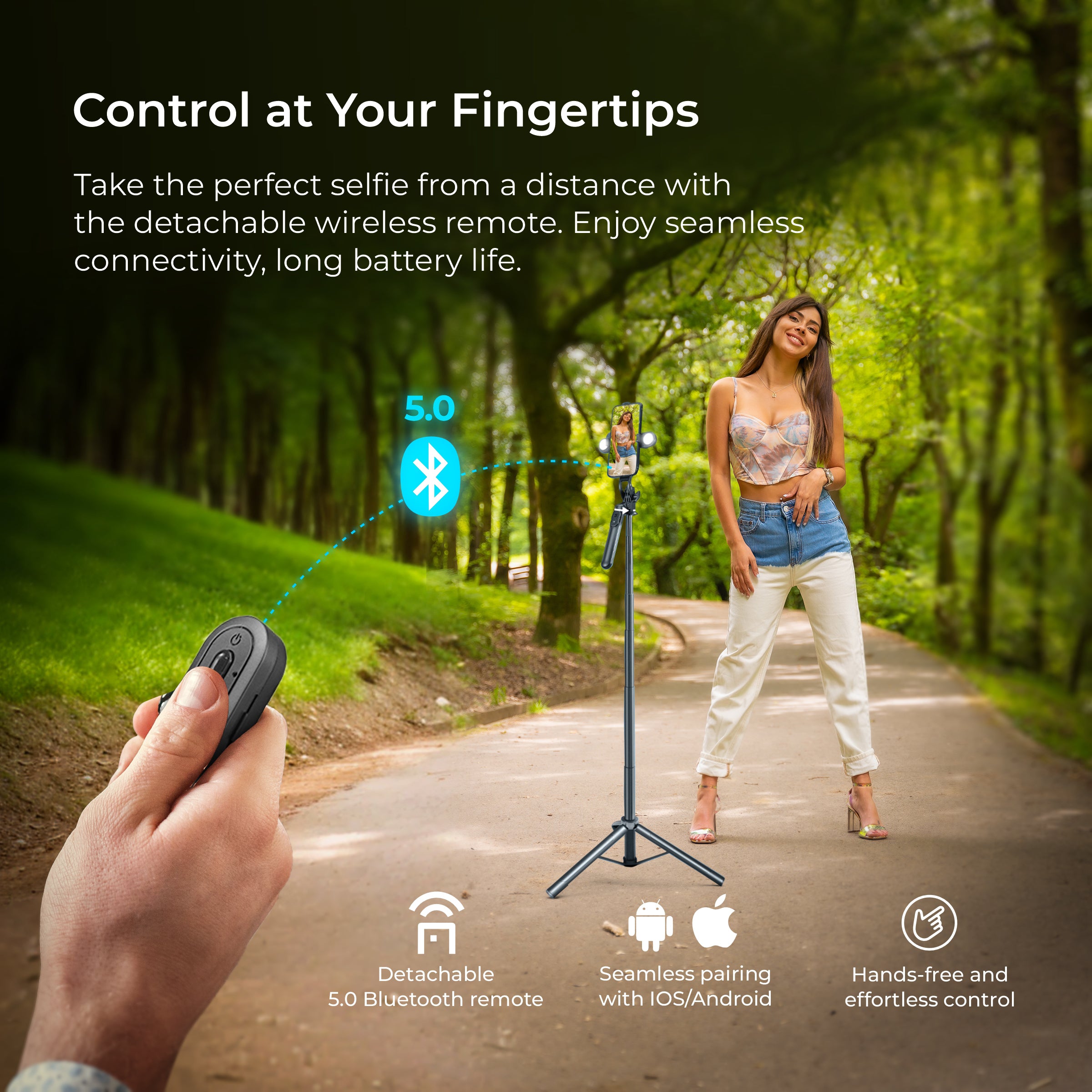 حامل ثلاثي القوائم لاسلكي محمول من ديجيتك® (DTR-180SS) مع جهاز تحكم عن بعد، وقاعدة ثلاثية الأرجل، ومشبك هاتف ذكي بزاوية 360 درجة، وأعمدة تلسكوبية قابلة للتمديد، ومنفذ 1/4 بوصة، مثالي للصور الفوتوغرافية، وتصوير الفيديو، ومدونات الفيديو، والمزيد