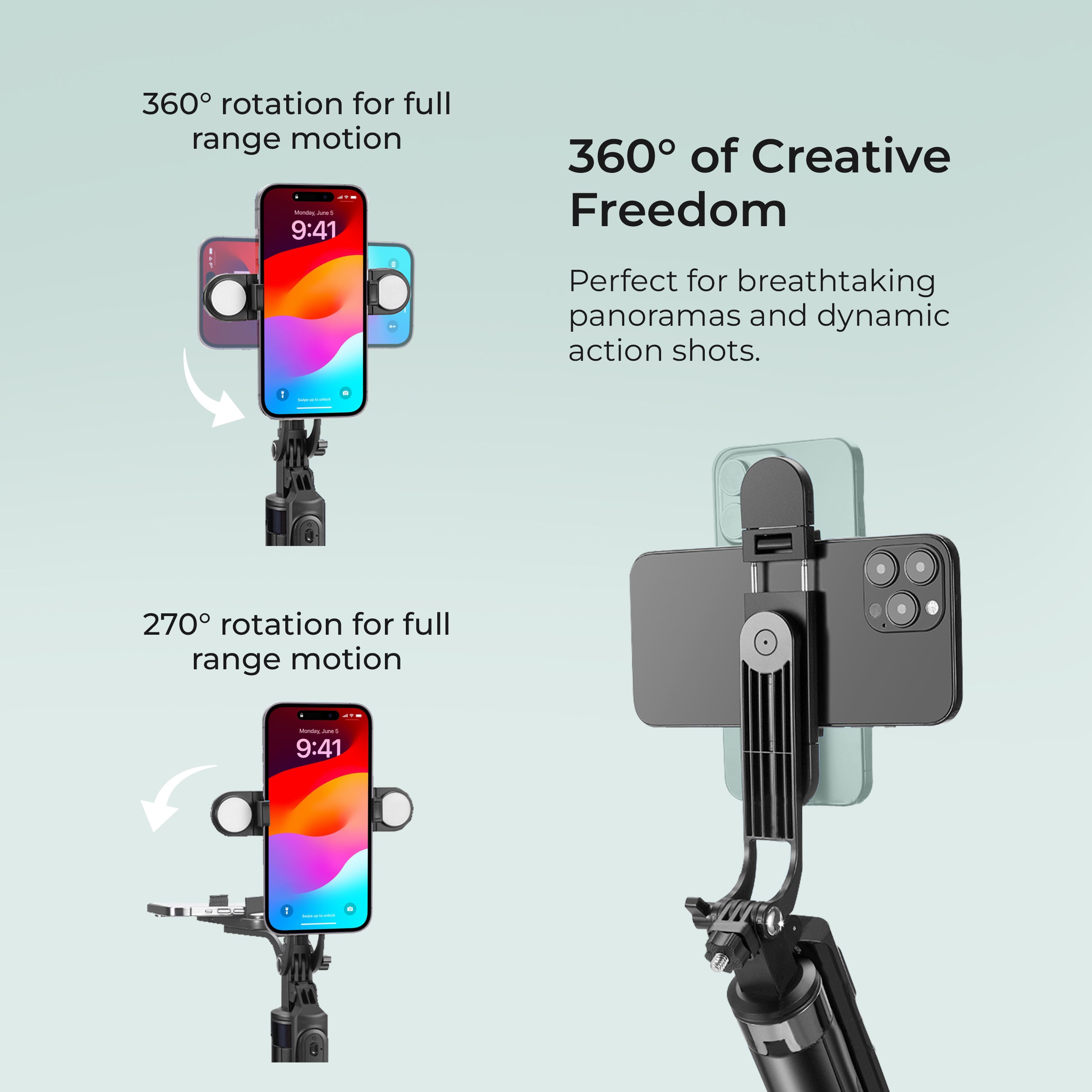 حامل ثلاثي القوائم لاسلكي محمول من ديجيتك® (DTR-180SS) مع جهاز تحكم عن بعد، وقاعدة ثلاثية الأرجل، ومشبك هاتف ذكي بزاوية 360 درجة، وأعمدة تلسكوبية قابلة للتمديد، ومنفذ 1/4 بوصة، مثالي للصور الفوتوغرافية، وتصوير الفيديو، ومدونات الفيديو، والمزيد