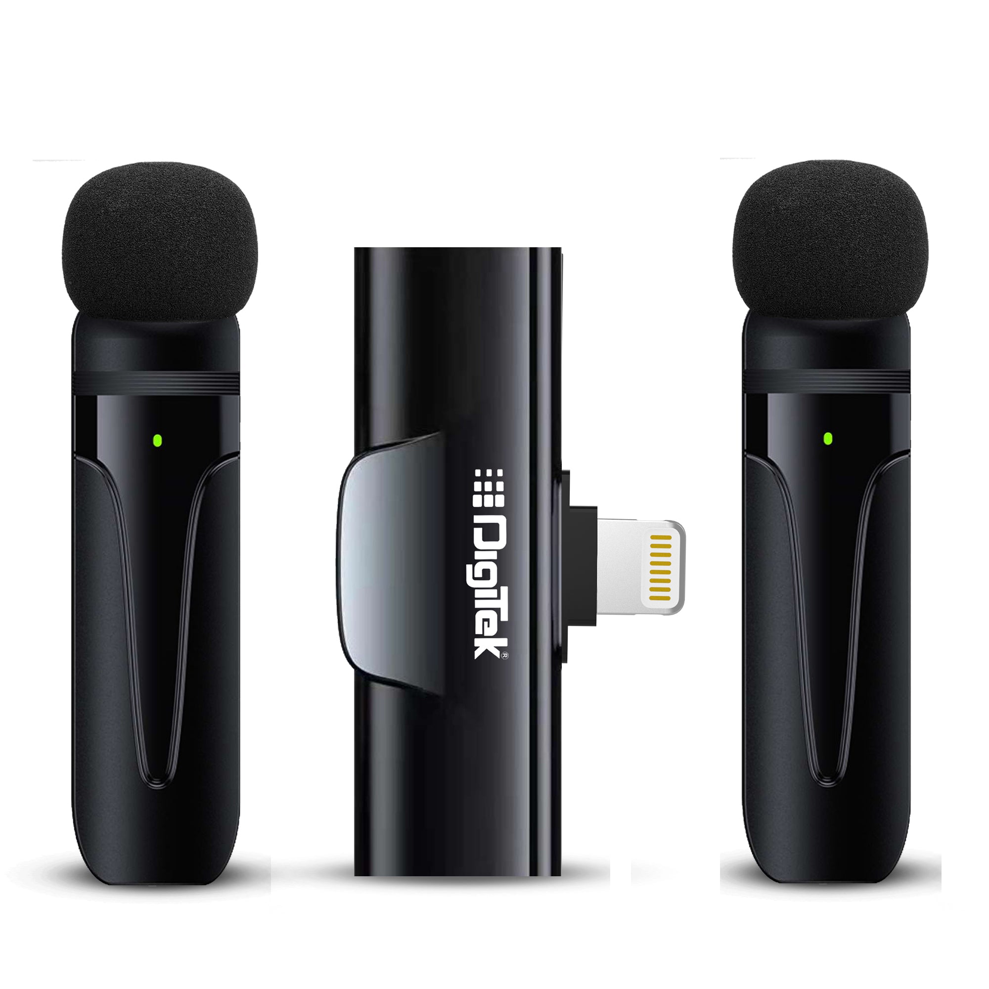 DIGITEKยฎ (DWM 004) Wireless Microphone with Receiver Set, 2 Mics + 1 Receiver, Lightning Connector, 4 Hours Working Time, 10m Wireless Range, for Audio Recording, Live Streaming, Video Recording, for iPhone X/11/12/13/14 Series