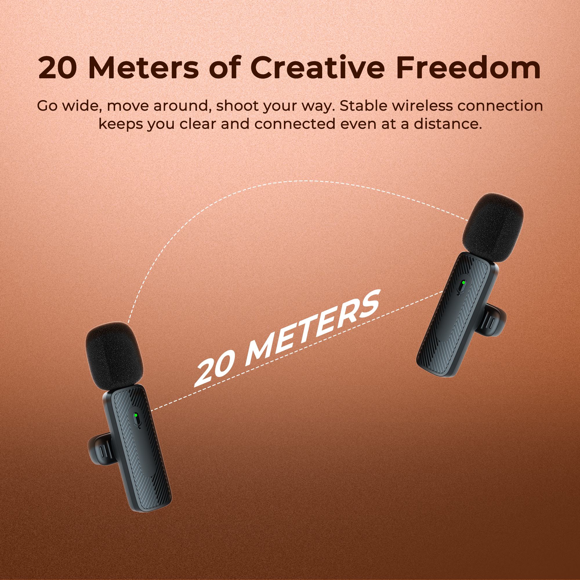 Digitek® (DWM-007 PRO) Wireless Microphone & Receiver with Lightning Connector, 2.4GHz Frequency, 4Hr Battery, 20m Range, Compatible with iPhone & iPad, For Voice Recording, Interview & Live Streaming, for iPhone X/11/12/13/14 Series