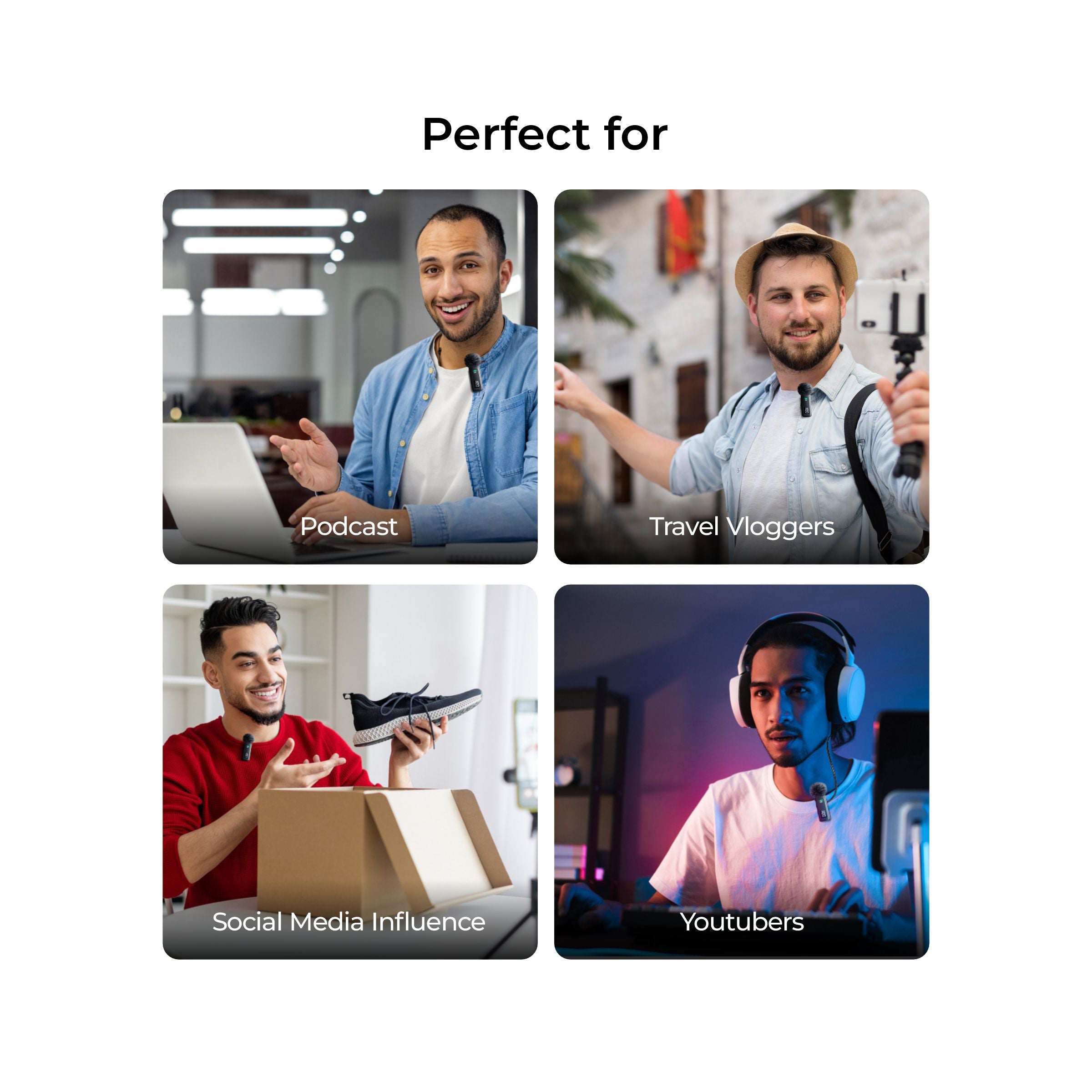 Digitek® DWM-109 2-in-1 Wireless Microphone System, 50m Range, 7Hr Battery, Type-C to Lightning Converter, 2.4GHz, Noise Reduction, for Android & iPhone, Record Meeting, Interviews & More