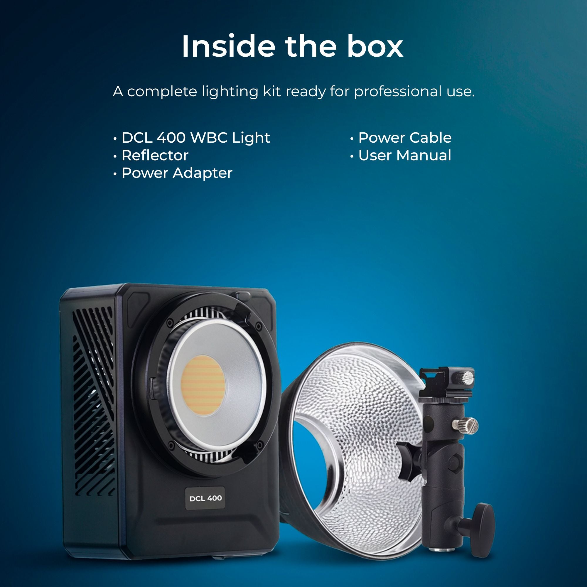 Digitek Lite (DCL 400WBC Combo) 330W Bi Color COB LED Continuous Light with Reflector & Bowens Mount, 10 Fx Effects, 0-100% Dimming, 2700K-6500K Color Temp, 26860LM, 95+ CRI, For Photo & Video Shoots
