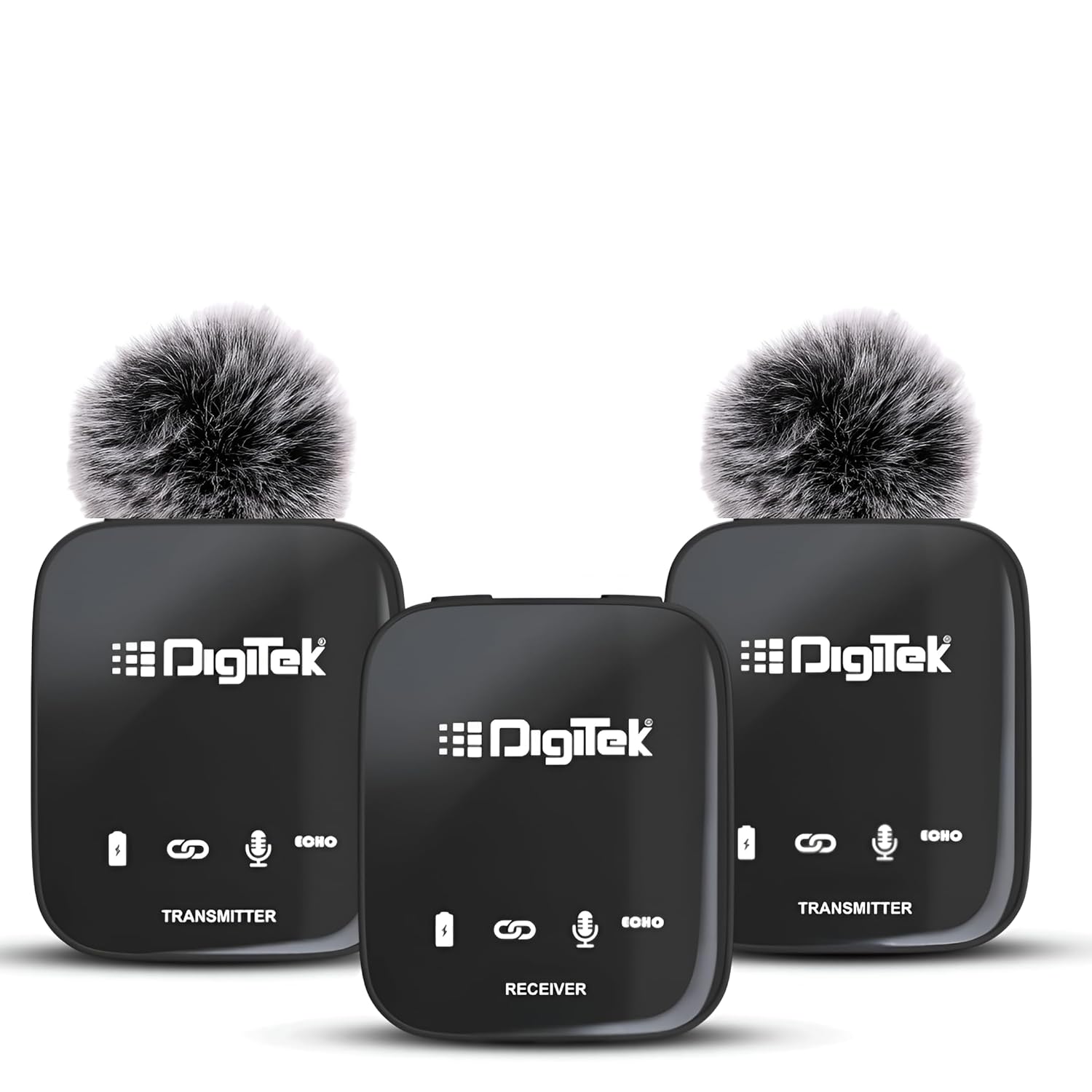 Digitekยฎ (DWM 101) Wireless Microphone System with ANC Noise Reduction, 360ยฐ Sound Capture, 100M Range, Upto 12 Hrs Working Time, for DSLR Camera, Android & iOS Smartphones, Seamless Audio Recording