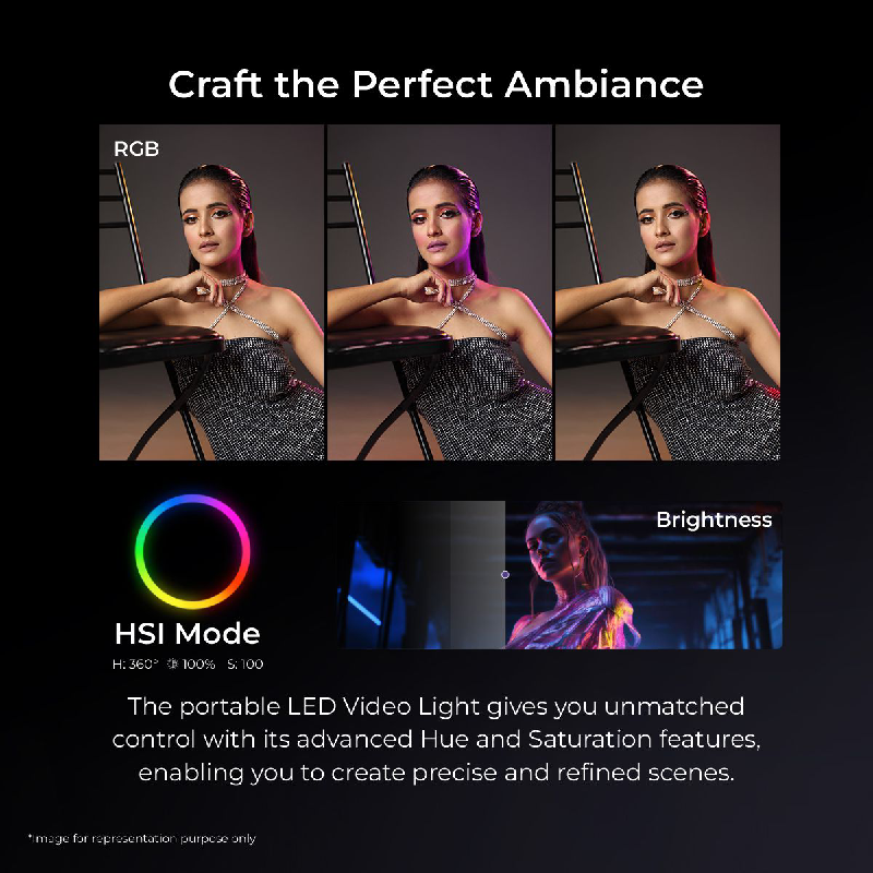 Digitek LED-D12W ML RGB Professional RGB Portable Video Light with Flicker-Free LED Technology & 2000mAh 3.7V Li-ion Battery - Digitek