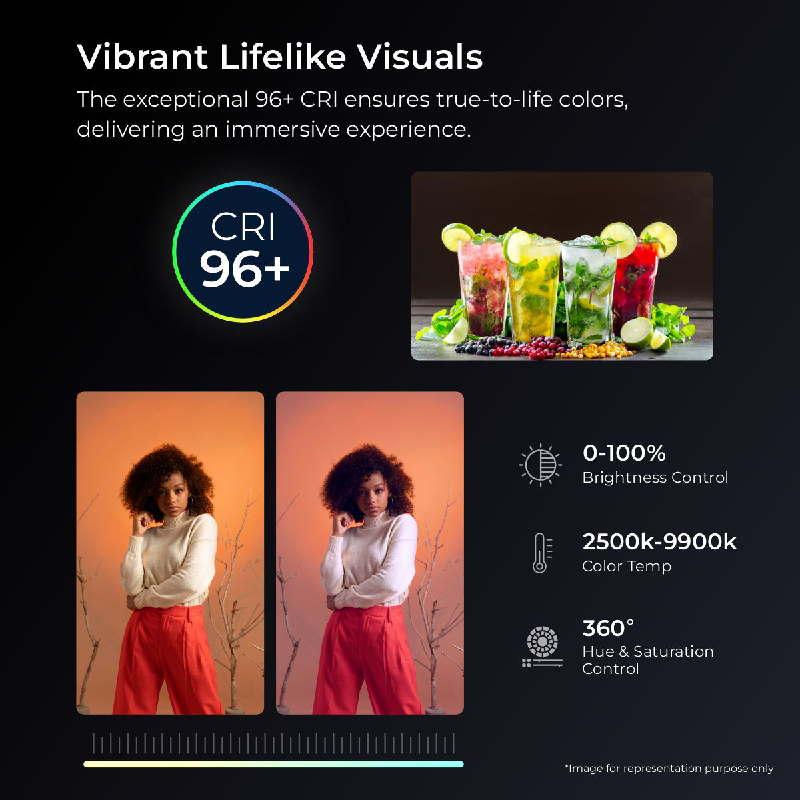 Digitek LED-D12W ML RGB Professional RGB Portable Video Light with Flicker-Free LED Technology & 2000mAh 3.7V Li-ion Battery - Digitek