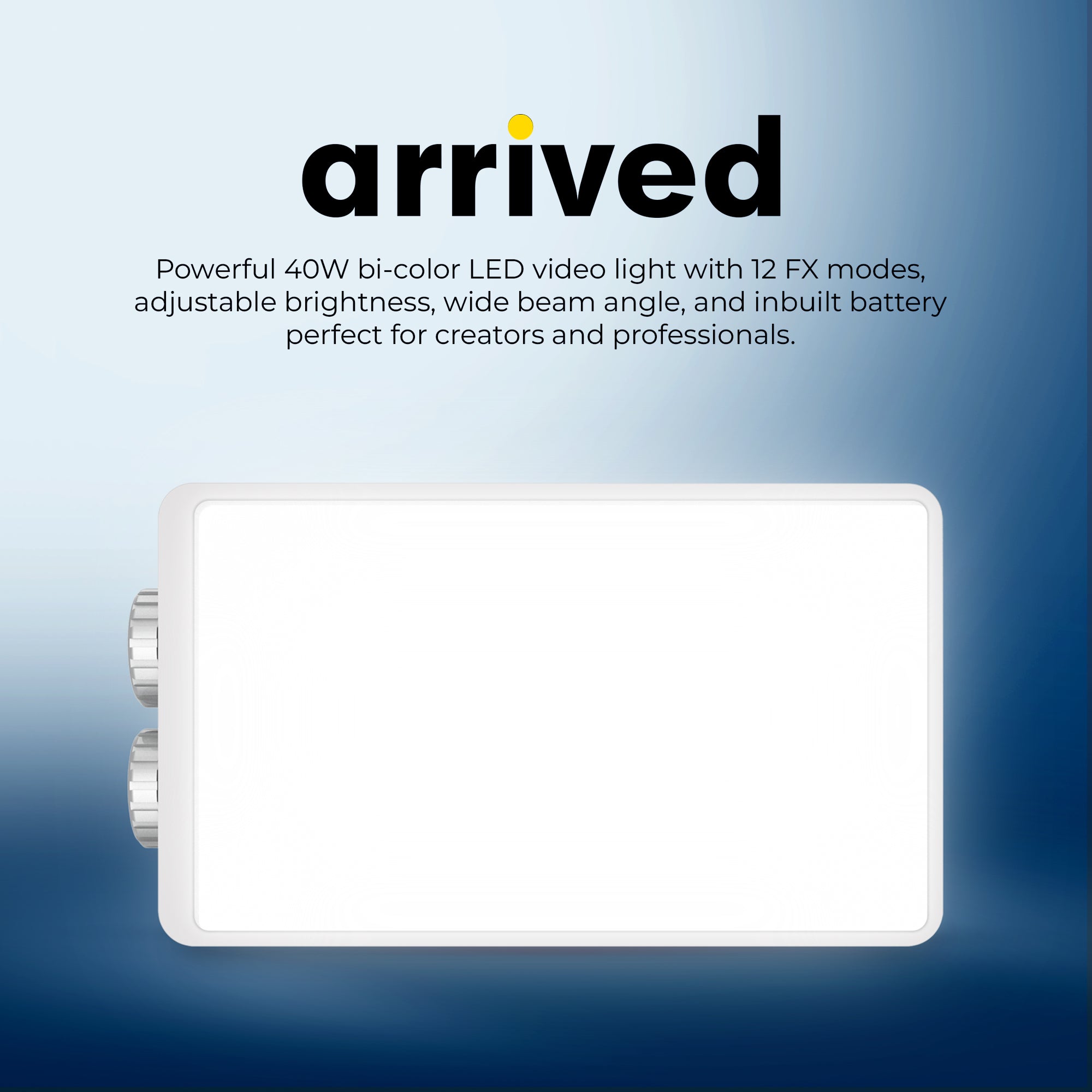 Digitek (LED-D40W) Portable 40W Bi-Color LED Video Light, 2700K-6500K, CRI 96+, 3600LM, 12 FX Lighting Effects, 120° Beam Angle, Built-in Battery & Type-C Charging, Ideal for Photo & Videography