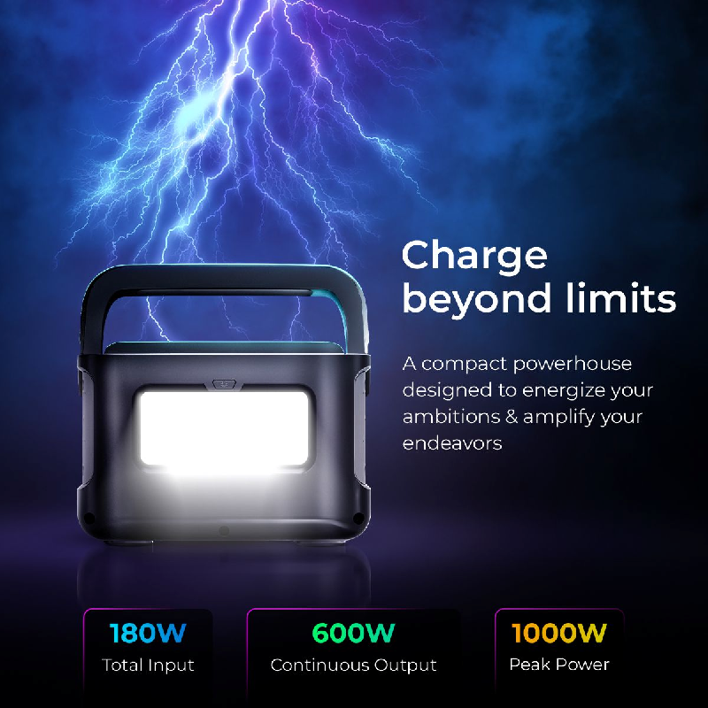 Digitek Power Station DPS 600W/Portable AC/DC Power Station Compatible with AC/DC Electronic Devices - Digitek