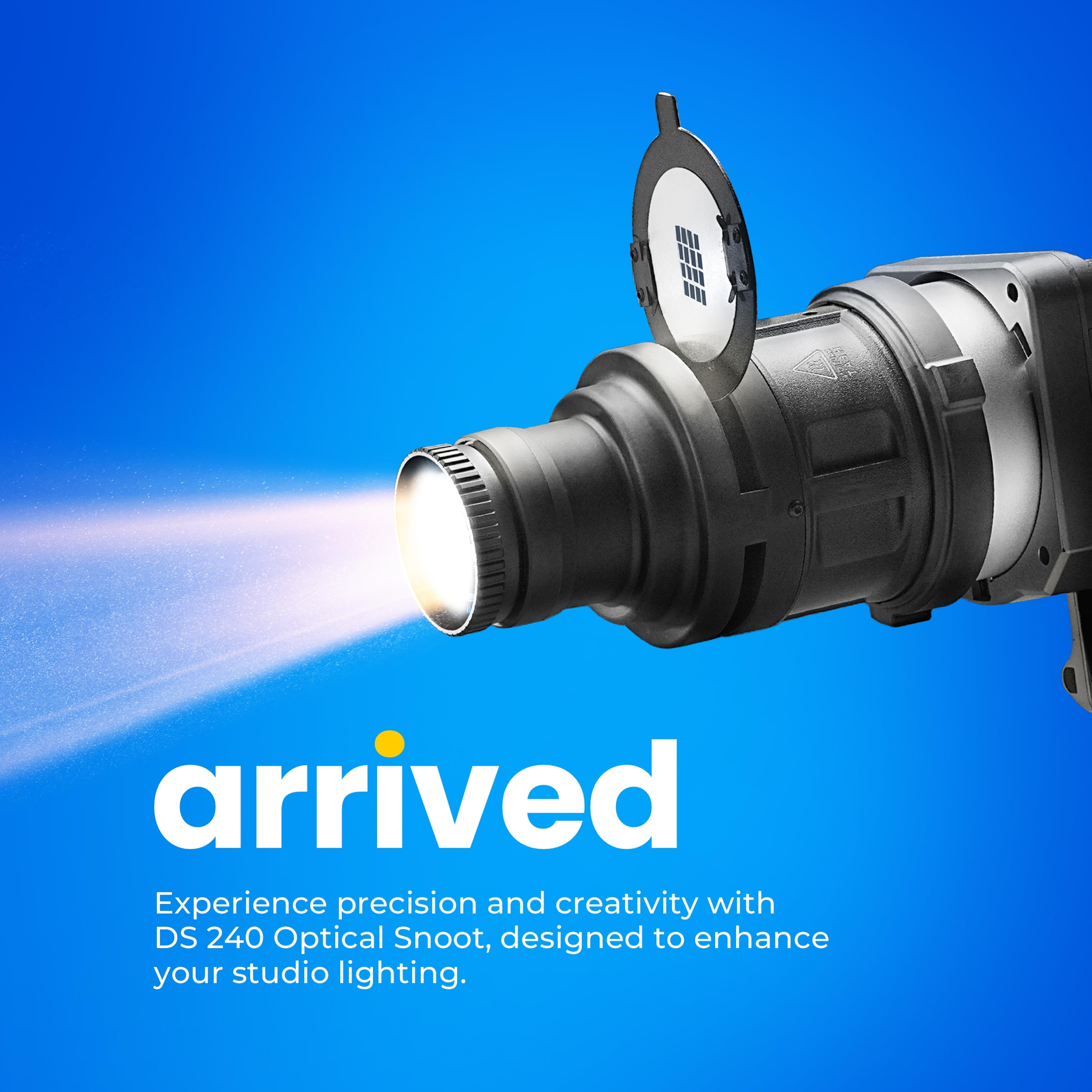 Digitek (DS-240) Bowens Mount Optical Snoot Projector Kit with Gobo Frame & 4 Color Films, 6 Stainless Gobo Patterns, 38ยฐ Lens for LED Lights, Sharp Image Projection, Fit for LED Continuous Lights.