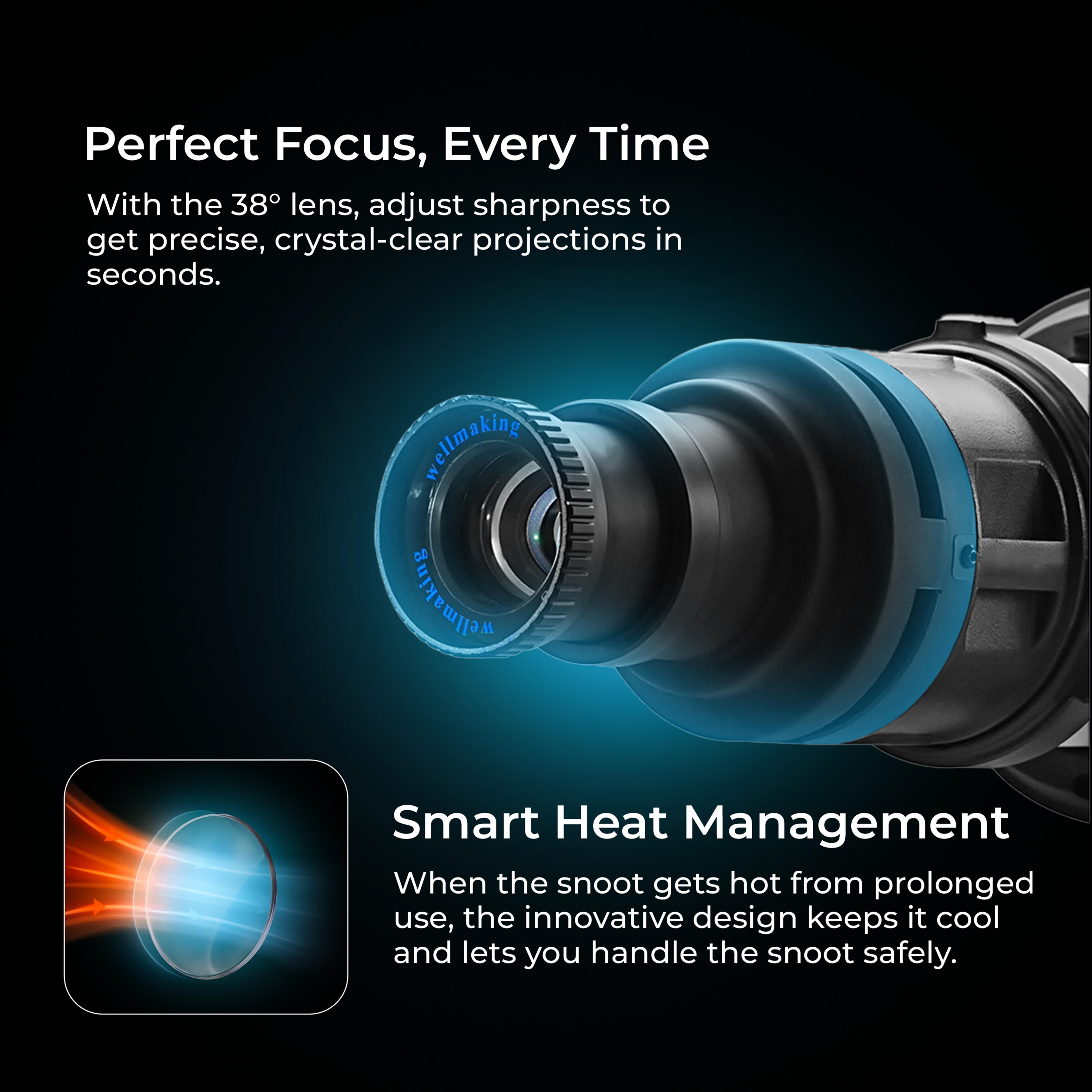 مجموعة جهاز عرض ضوئي Digitek (DS-240) Bowens Mount Optical Snoot مع إطار Gobo و 4 أفلام ملونة، و 6 أنماط Gobo من الفولاذ المقاوم للصدأ، وعدسة 38 درجة لأضواء LED، وعرض صورة حاد، ومناسب لأضواء LED المستمرة.