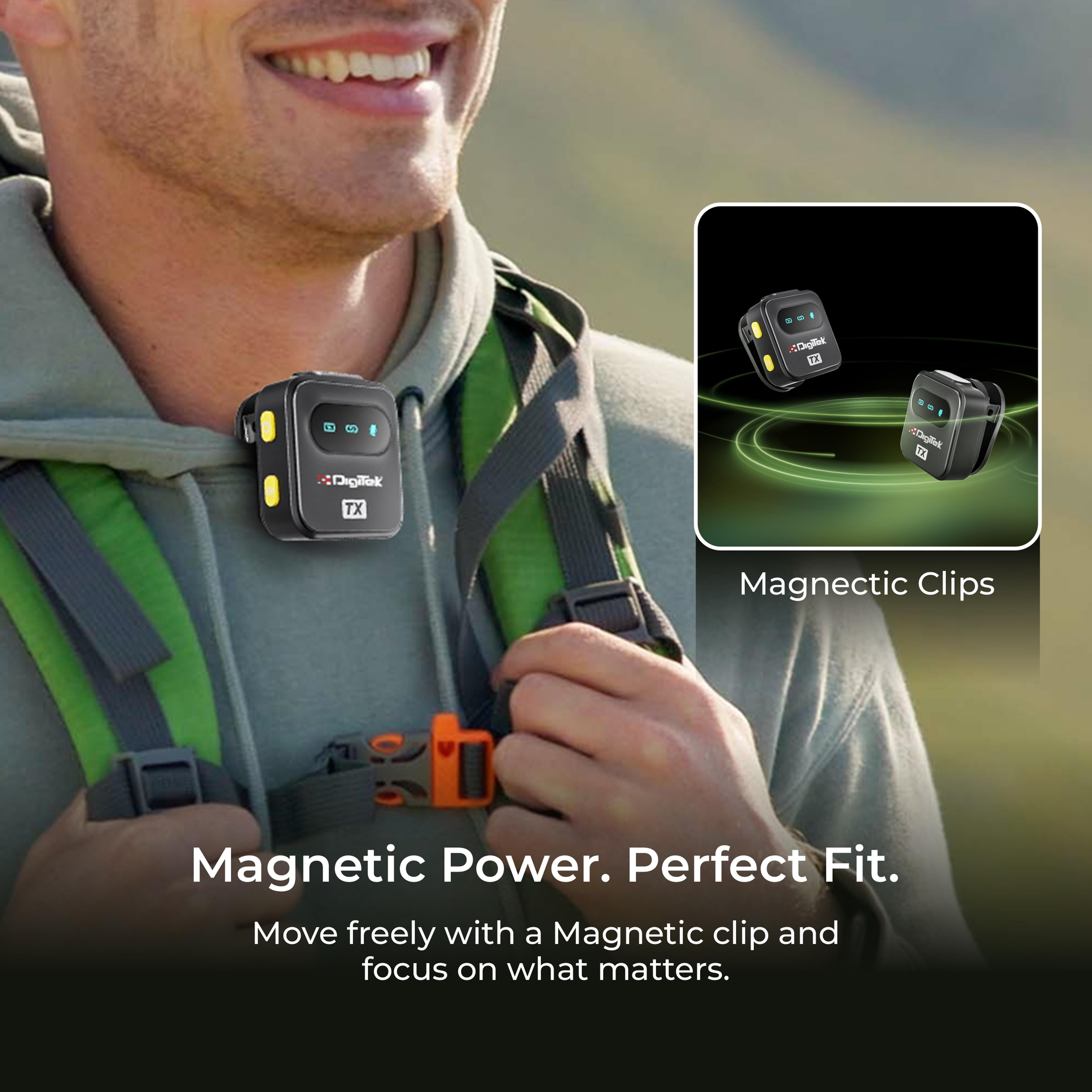 Digitek® (DWM-118) 2-in-1 Wireless Microphone, 50m Range, Noise Reduction, 7Hr Battery, Plug & Play, C-to-C & C-to-LTC Converter, iOS/Android/DSLR Compatible - for Vlogging/Interview/Video Shooting